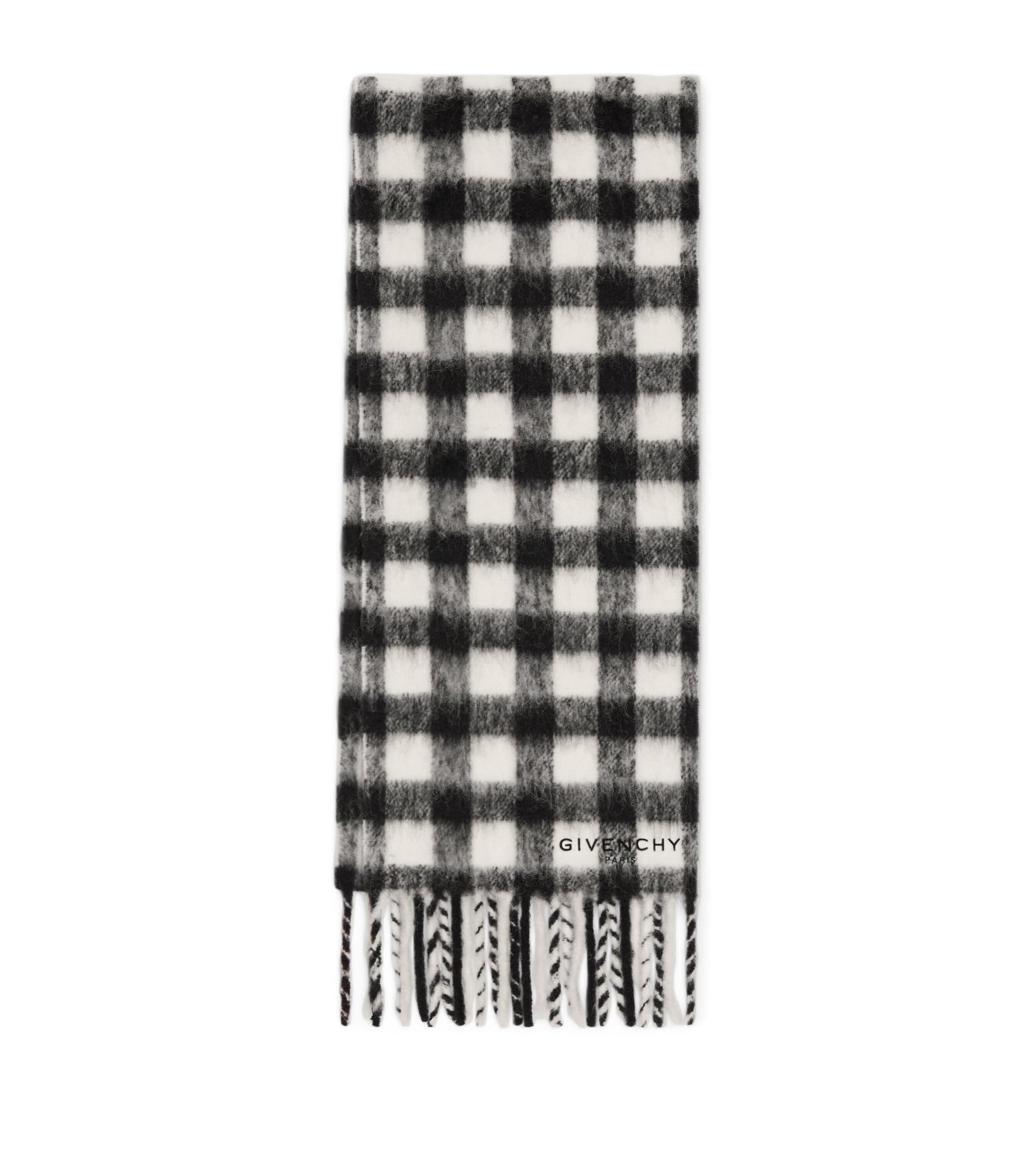 Alpaca-Blend Check Logo Scarf BLACK/IVORY Image 1