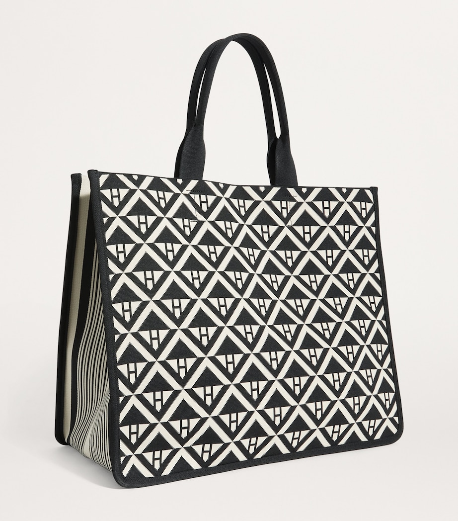 Large Geometric Tote Bag BLACK Image 3