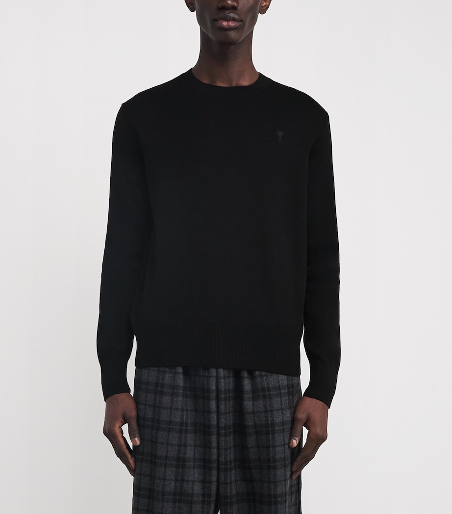 Merino Wool Logo Sweatshirt 0180 - NOIR/NOIR Image 3