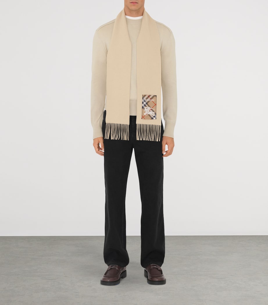 Cashmere Check Patch Scarf NUTMEG Image 5