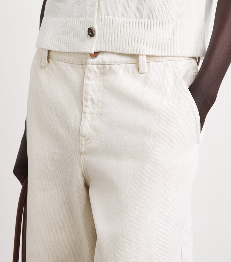 Lafayette 148 Womens Barrel-Leg Jeans Waecr Washed Ecru Image 3