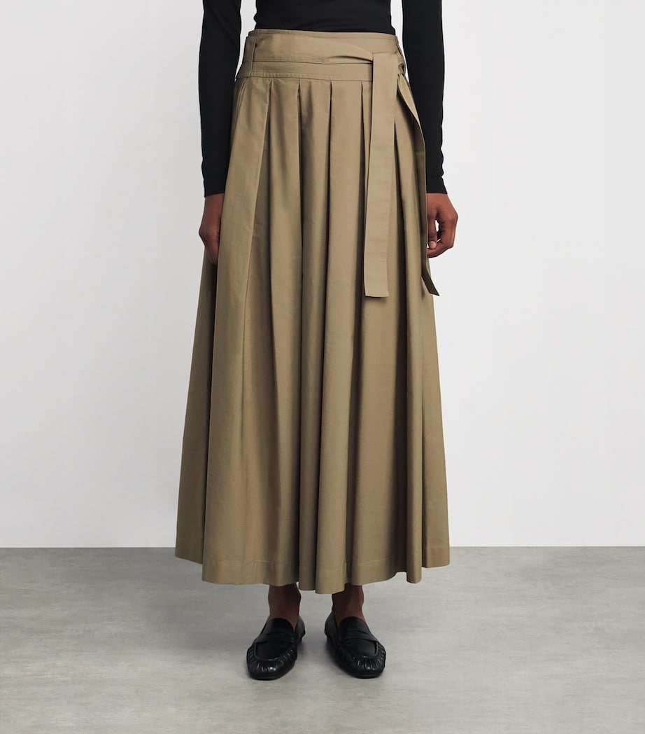 Cotton Pleated Maxi Skirt DESERT Image 3