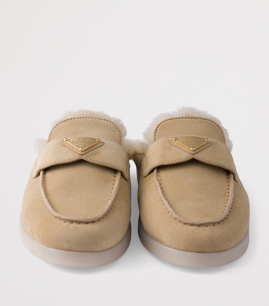 Suede Shearling-Lined Mules F0379 Image 5