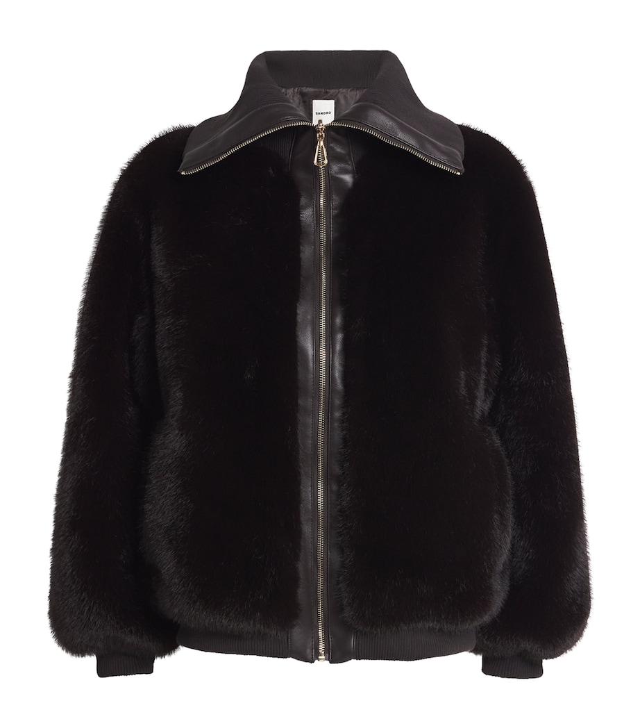 Faux Fur Cropped Jacket BROWN Image 1