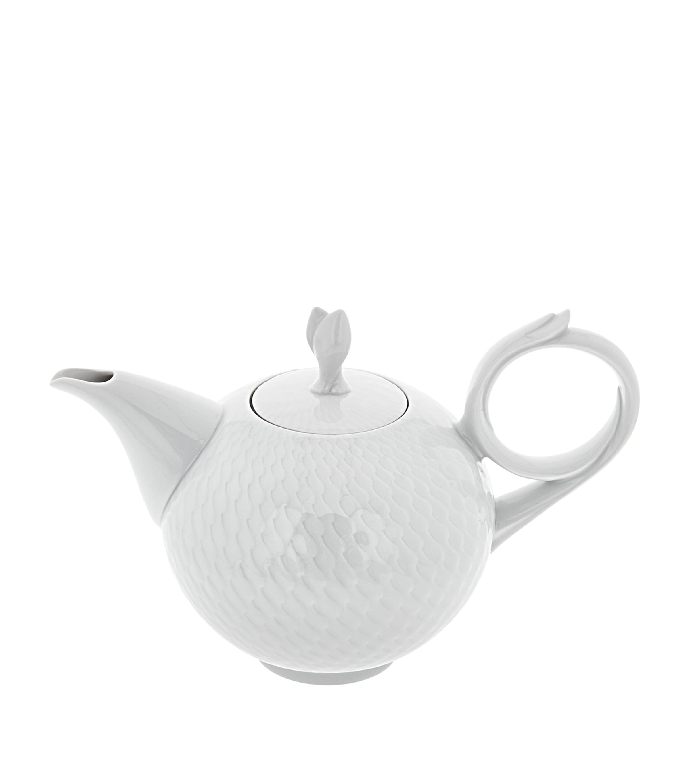 Meissen Porcelain Waves Relief Teapot In White