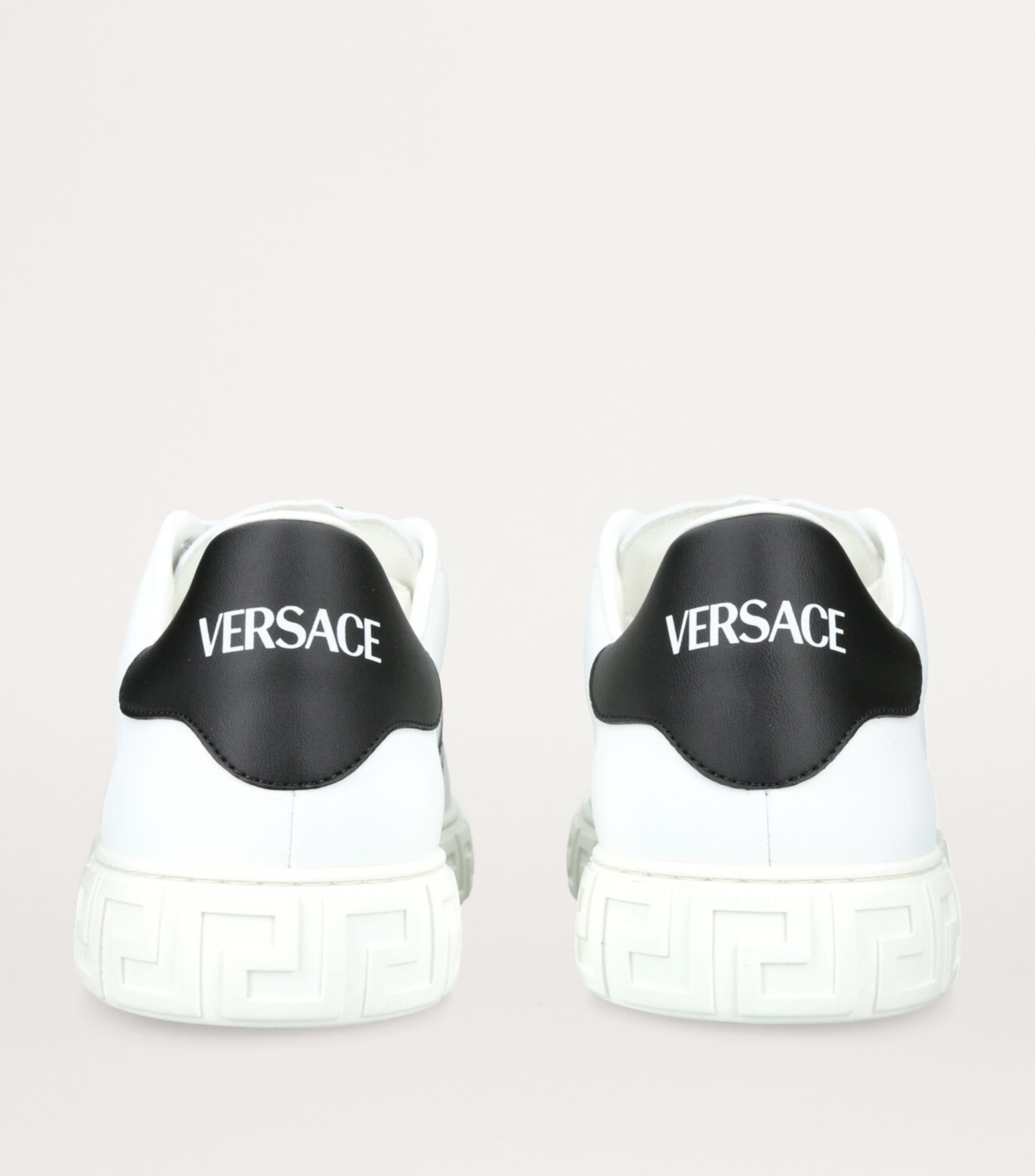 Leather Greca Sneakers WHITE/BLK Image 2