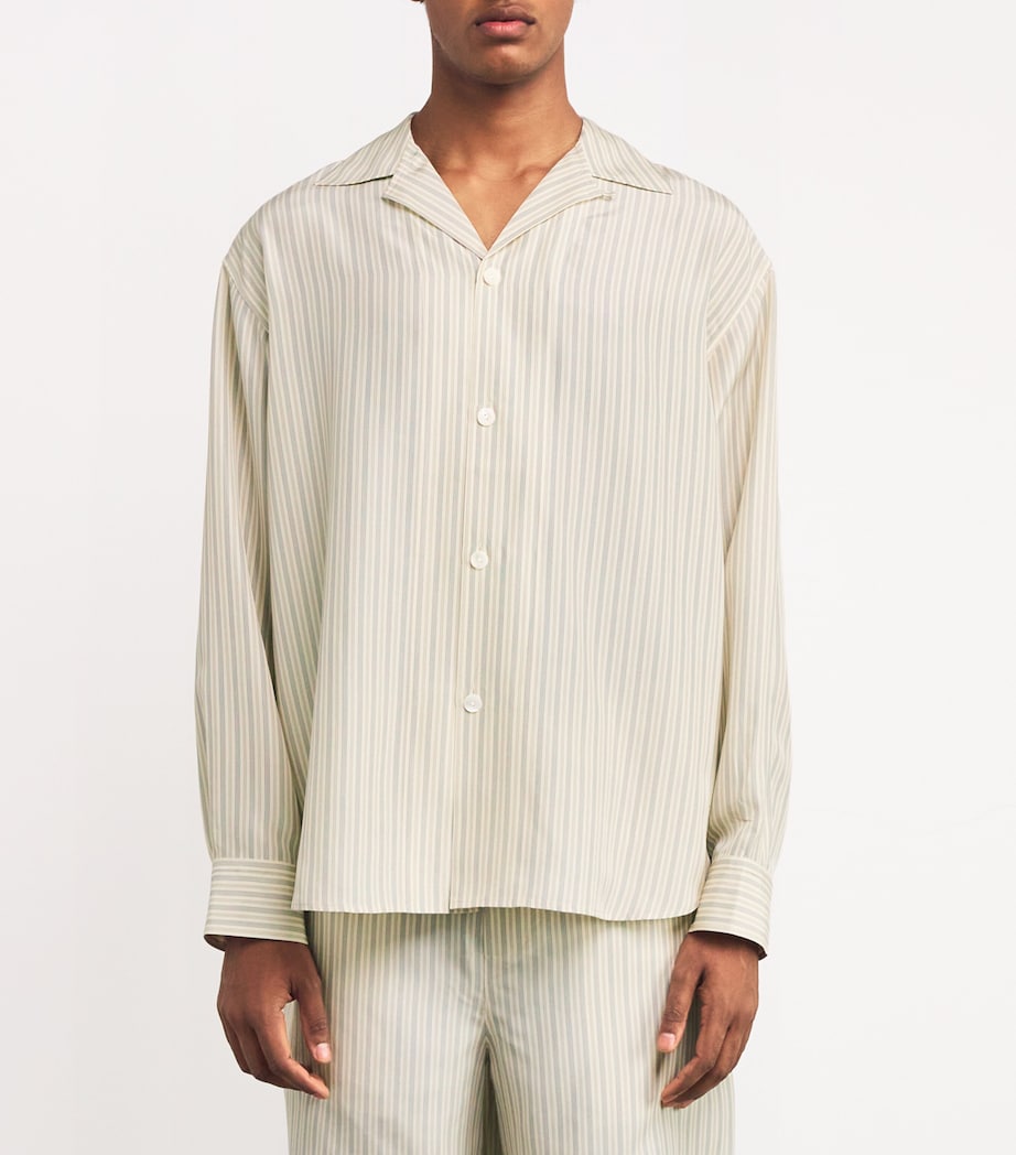 Róhe Mens Cotton Stripe Shirt Cream Hrtg Strip Image 3