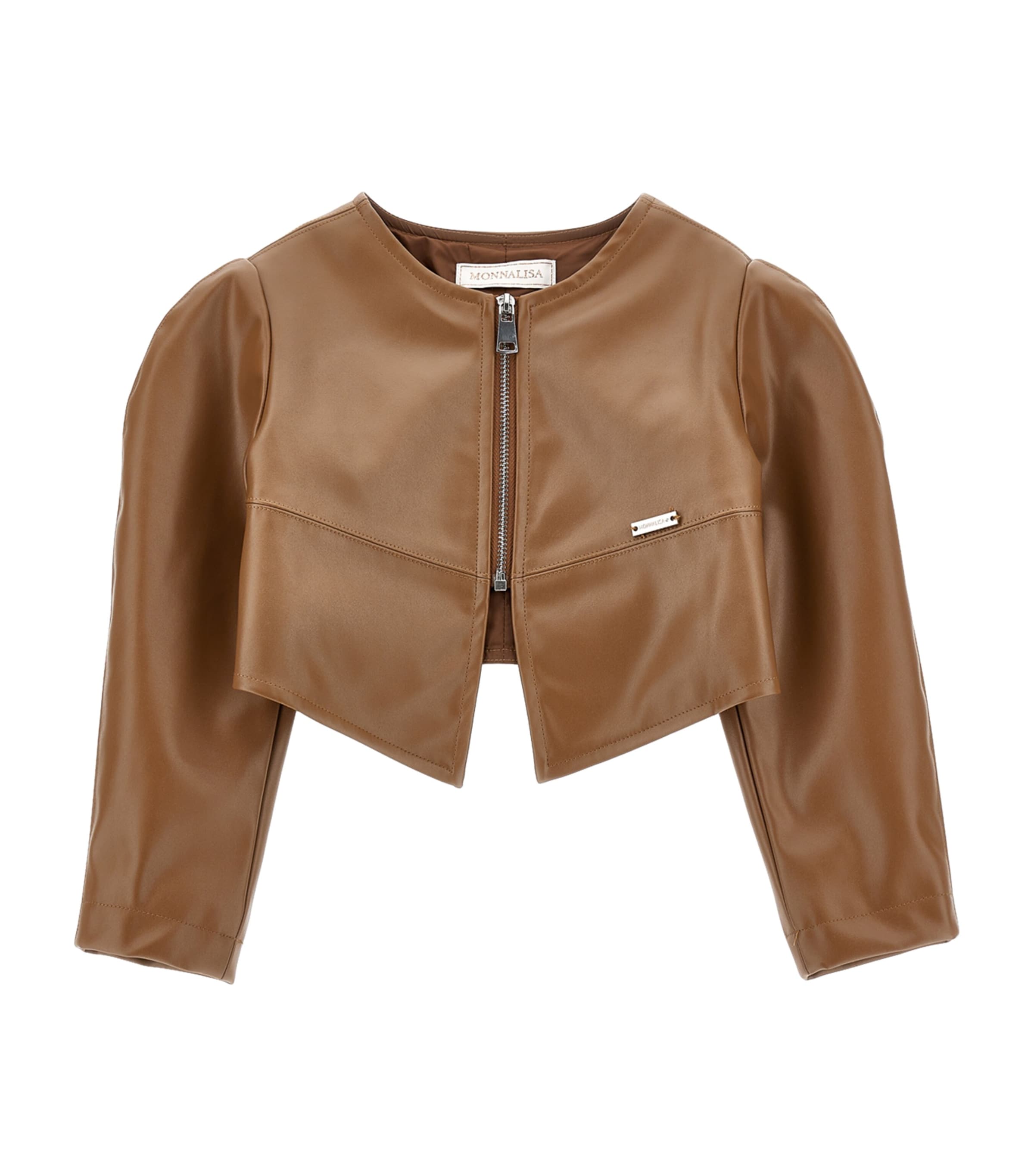 Monnalisa Faux Leather Cropped Jacket