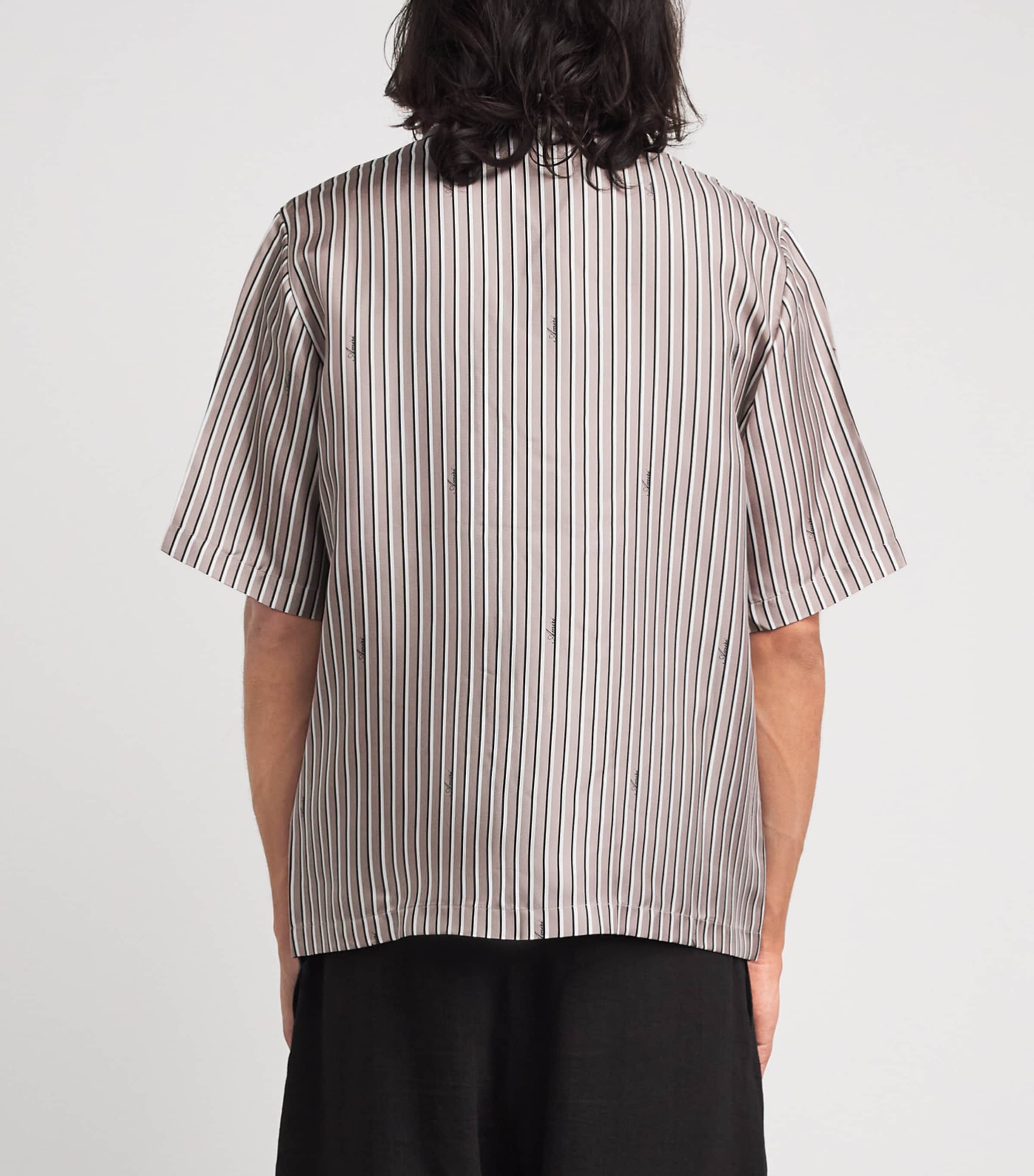 AMIRI Mens Silk Stripe Script Shirt Mocha Image 5
