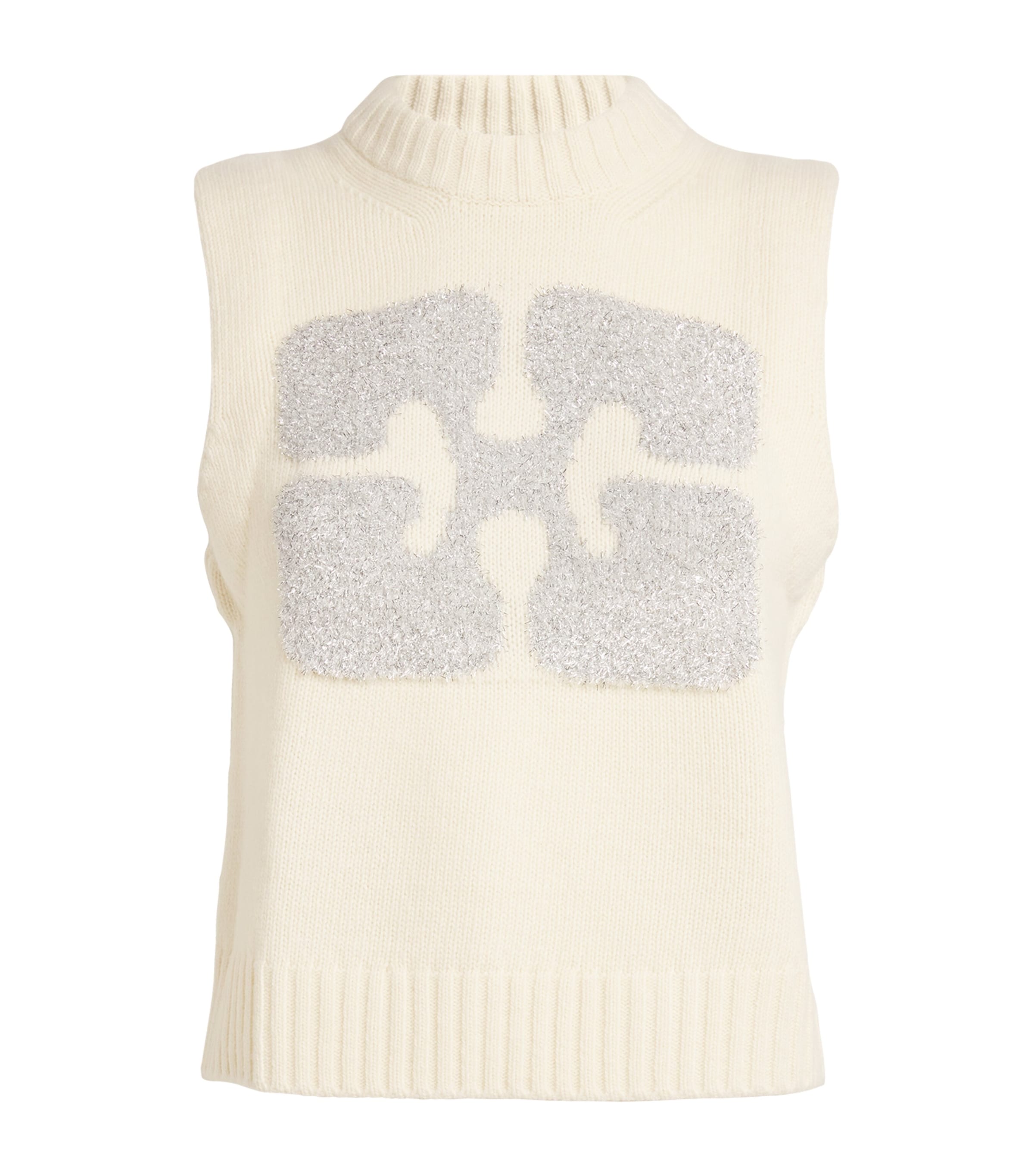 Ganni Logo Sweater Vest In White