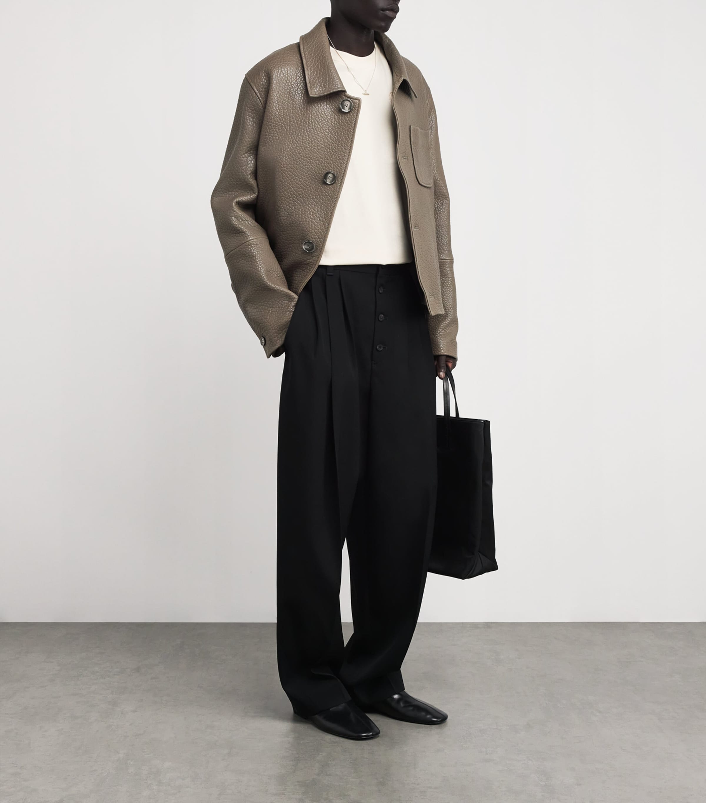 Grained Leather Shirt Jacket GRIS FUME/0953 Image 2