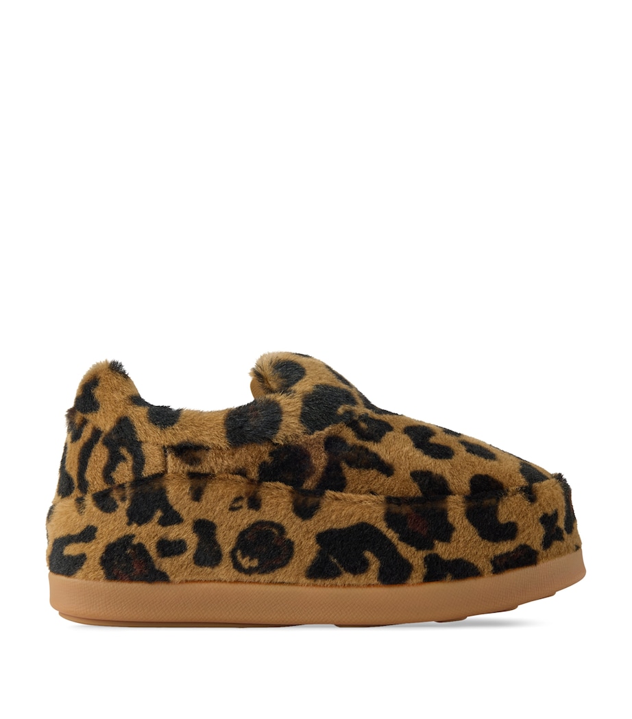 Lamb Fur LV Yeti Slippers BEIGE LEOPARD Image 1
