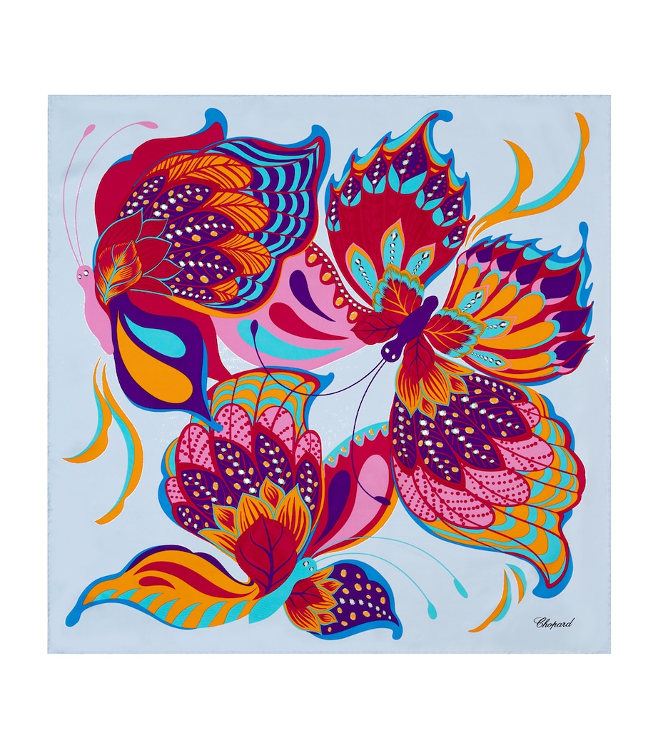 Silk Butterfly Print Scarf LIGHT BLUE Image 1