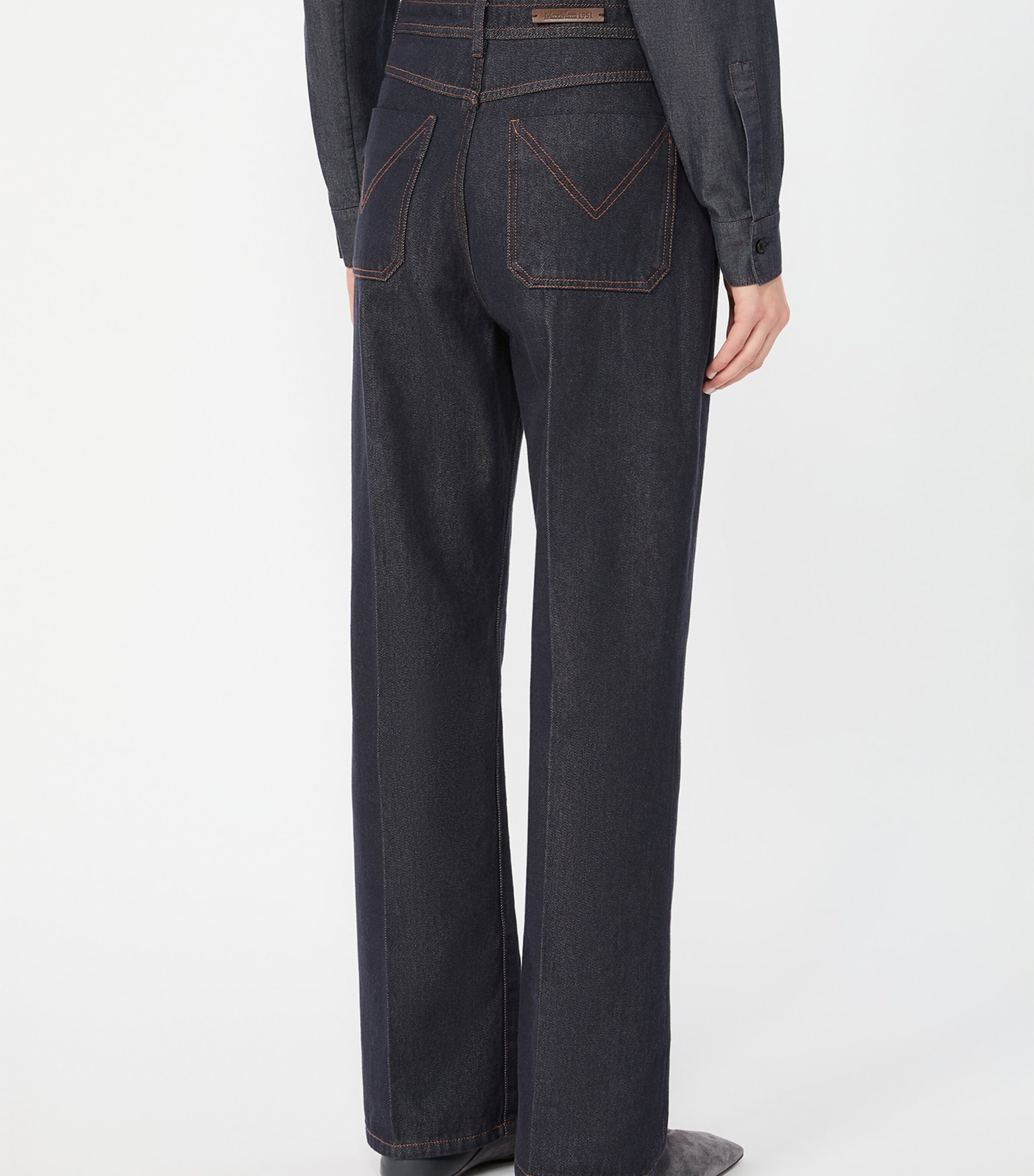 Max Mara Womens Cotton Chambray Trousers Midnightblue Image 3