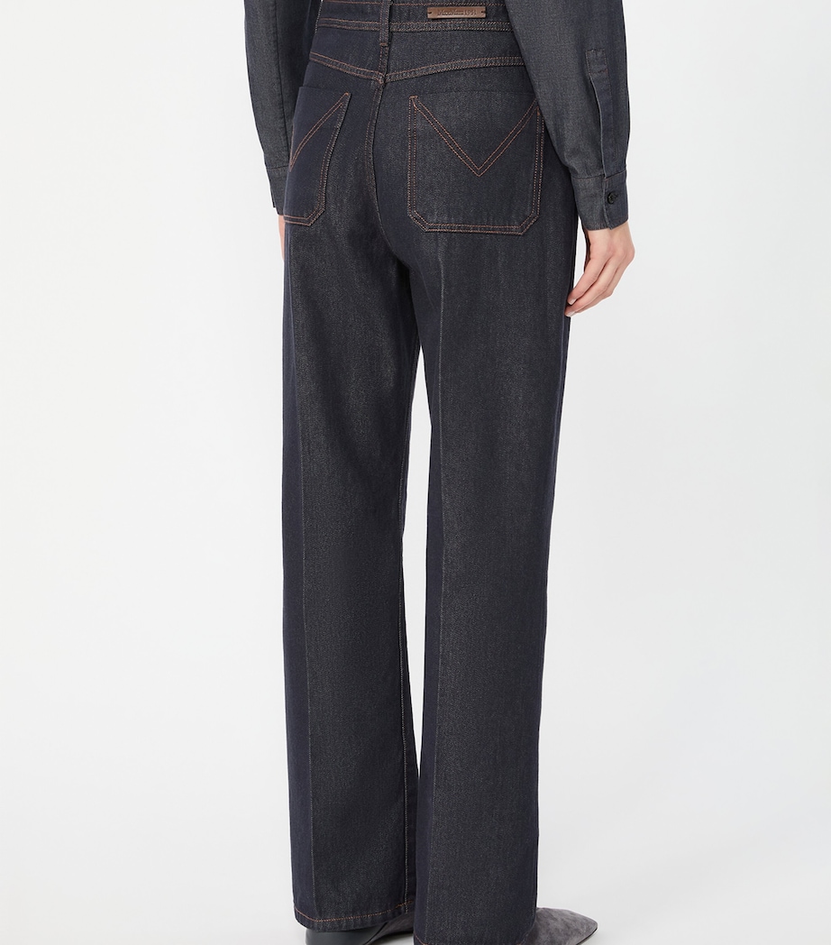 Max Mara Womens Cotton Chambray Trousers Midnightblue Image 3