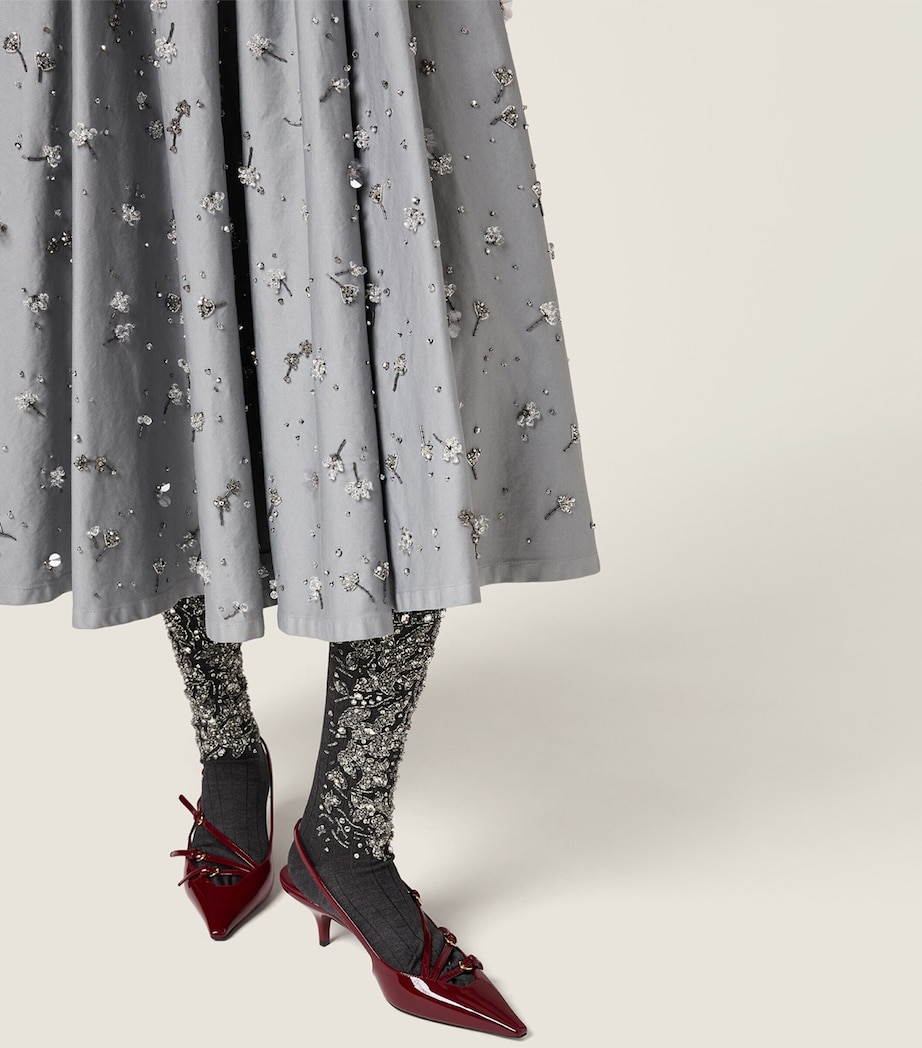 Miu Miu Womens Cotton Satin Embellished Midi Shirt Dress Image 5