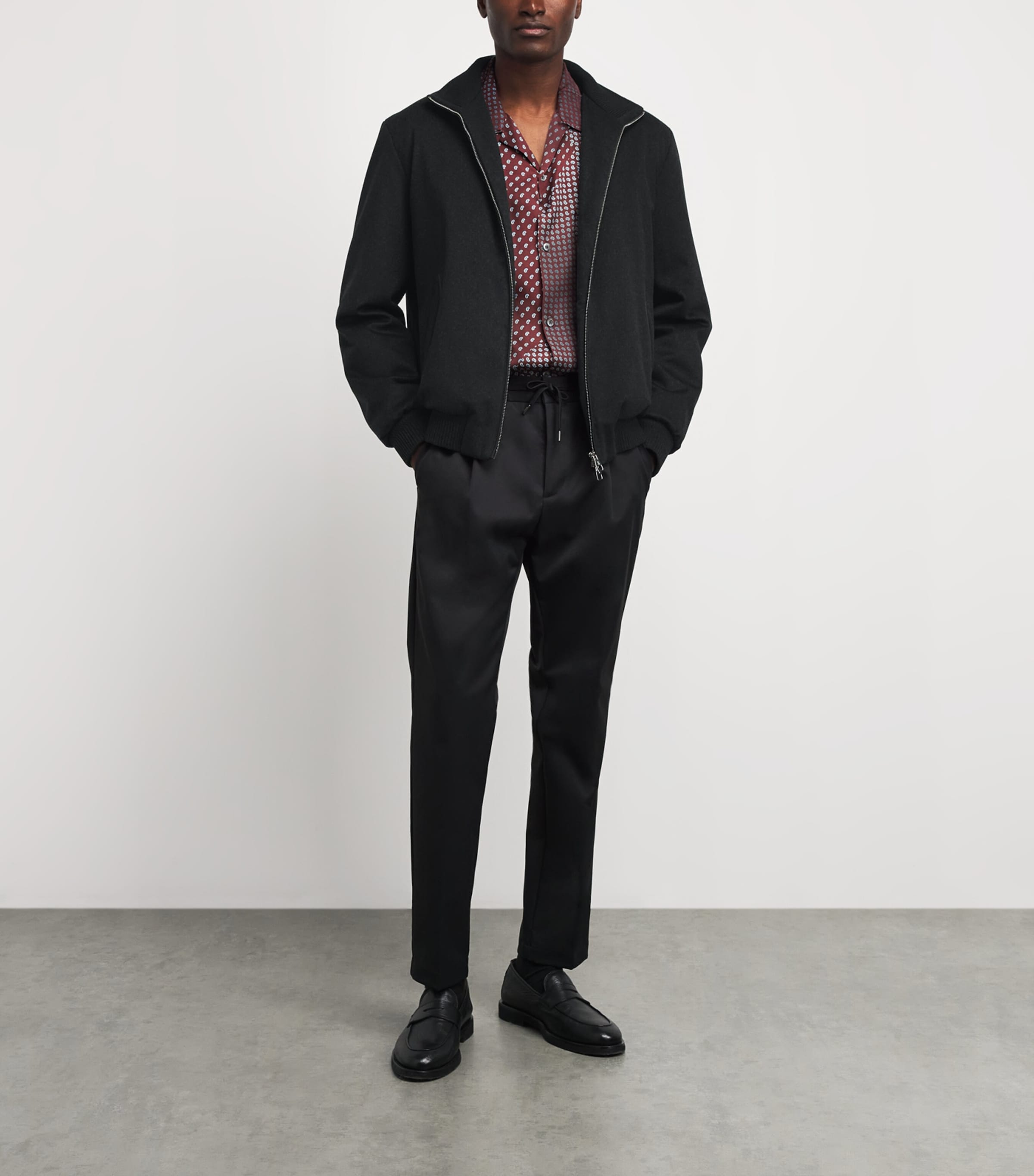Brett Johnson Mens Cashmere Blouson Jacket Noir Image 2
