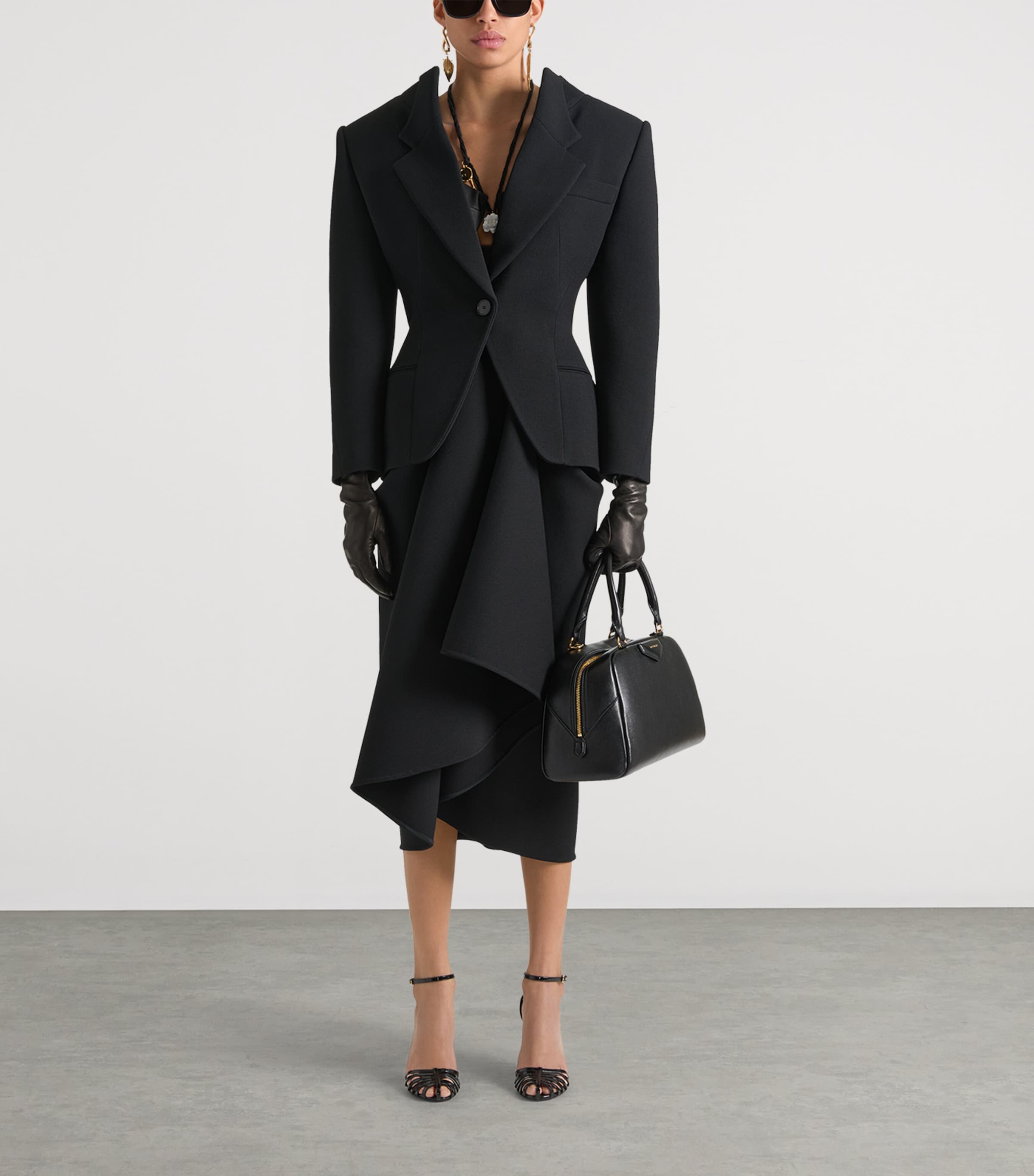 Wool-Blend Open-Back Blazer BLACK Image 3