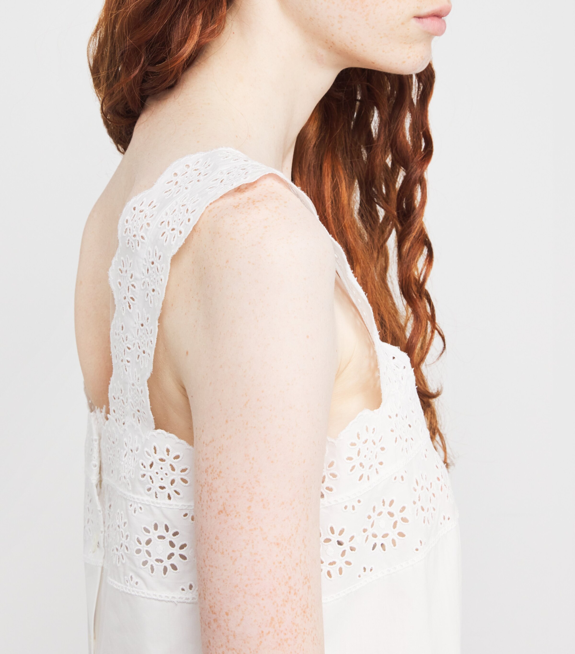 Organic Cotton The Eyelet Tank Top WHITE Image 6