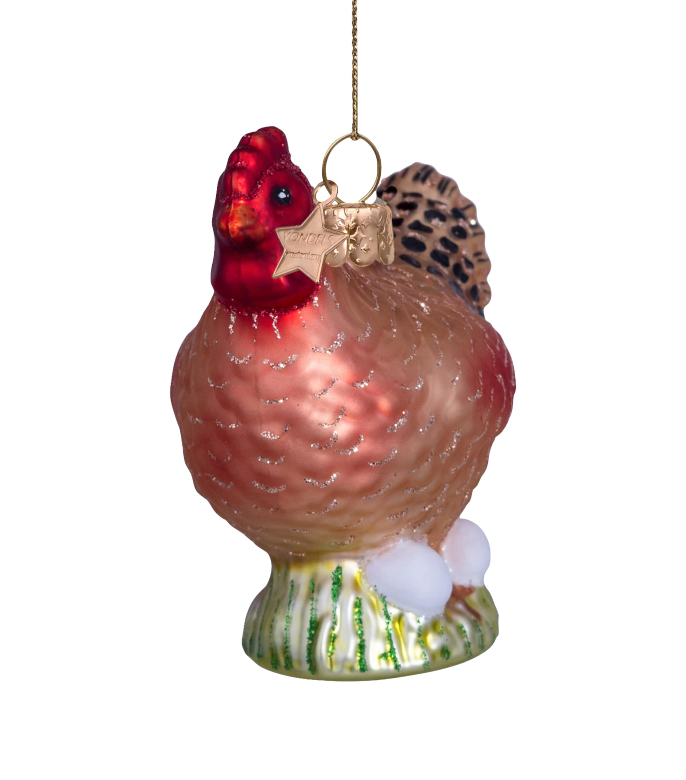 Harrods Glass Chicken Tree Decoration Brown Image 4