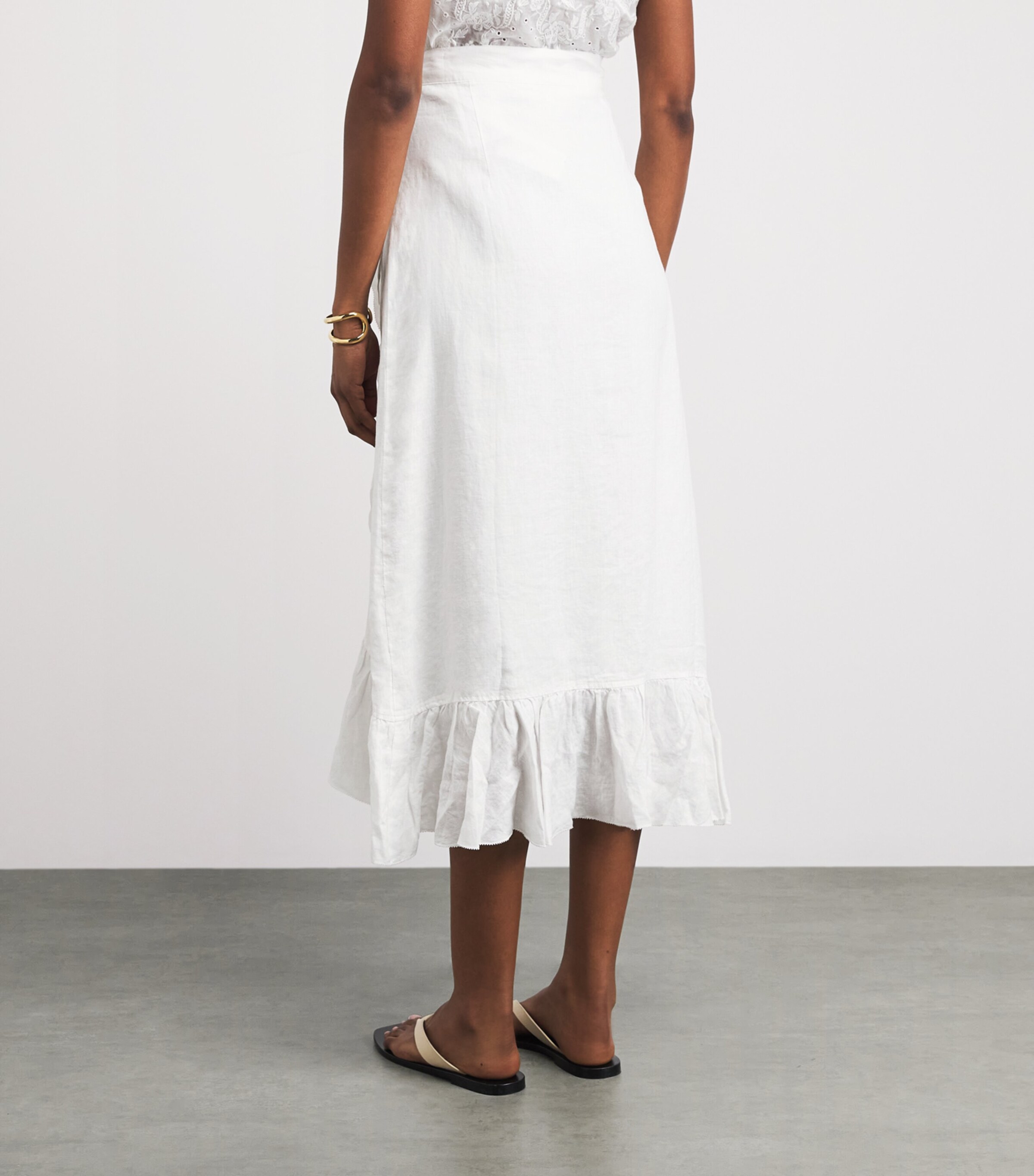 Heidi Klein Womens Linen White Bay Midi Skirt Wht Wht Image 5