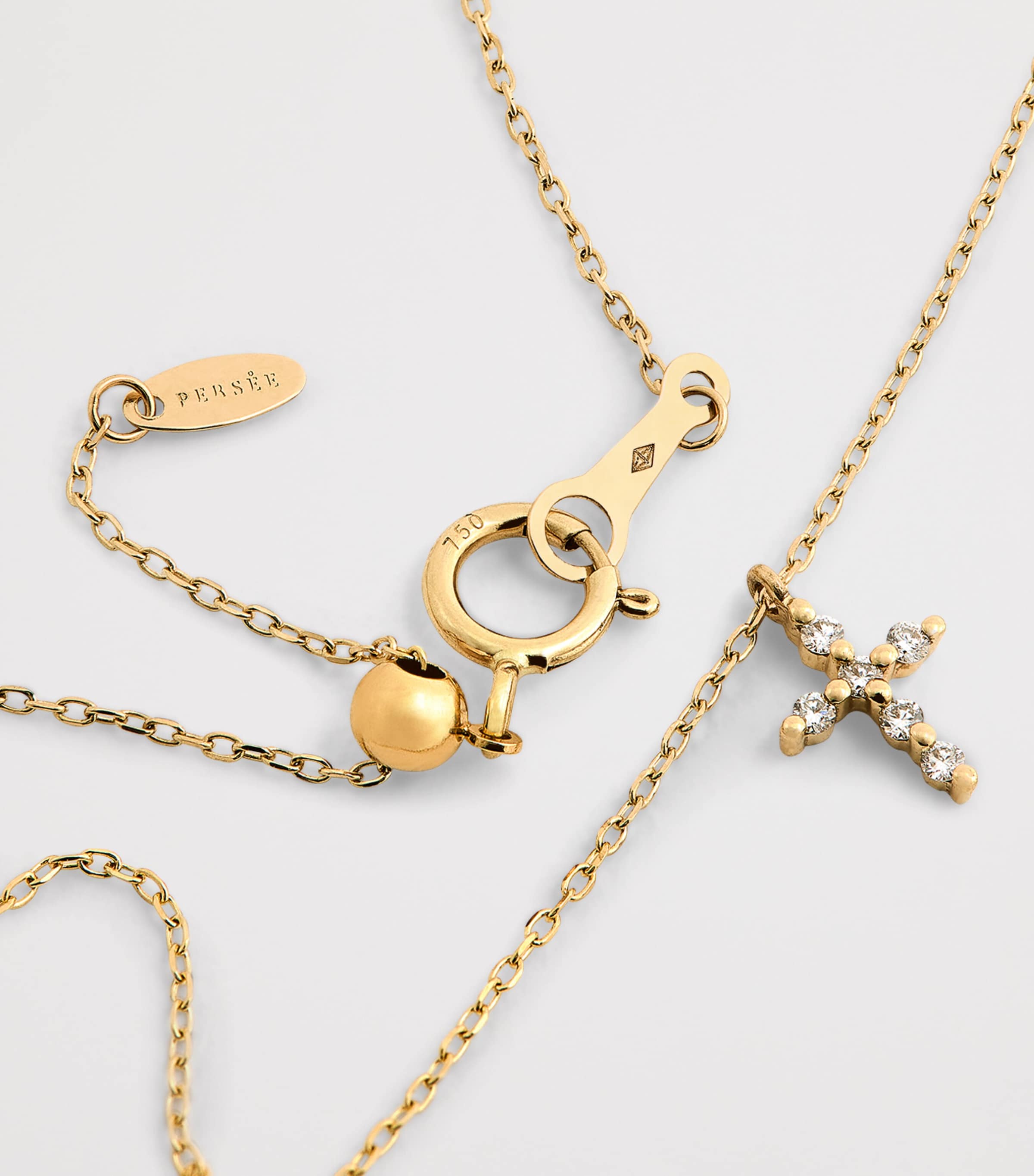 Yellow Gold and Diamond Symbols Cross Necklace  YELLOW GOLD Image 5