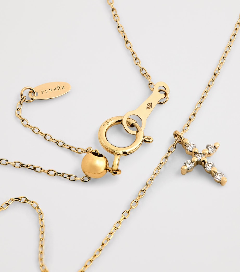 Yellow Gold and Diamond Symbols Cross Necklace YELLOW GOLD Image 5