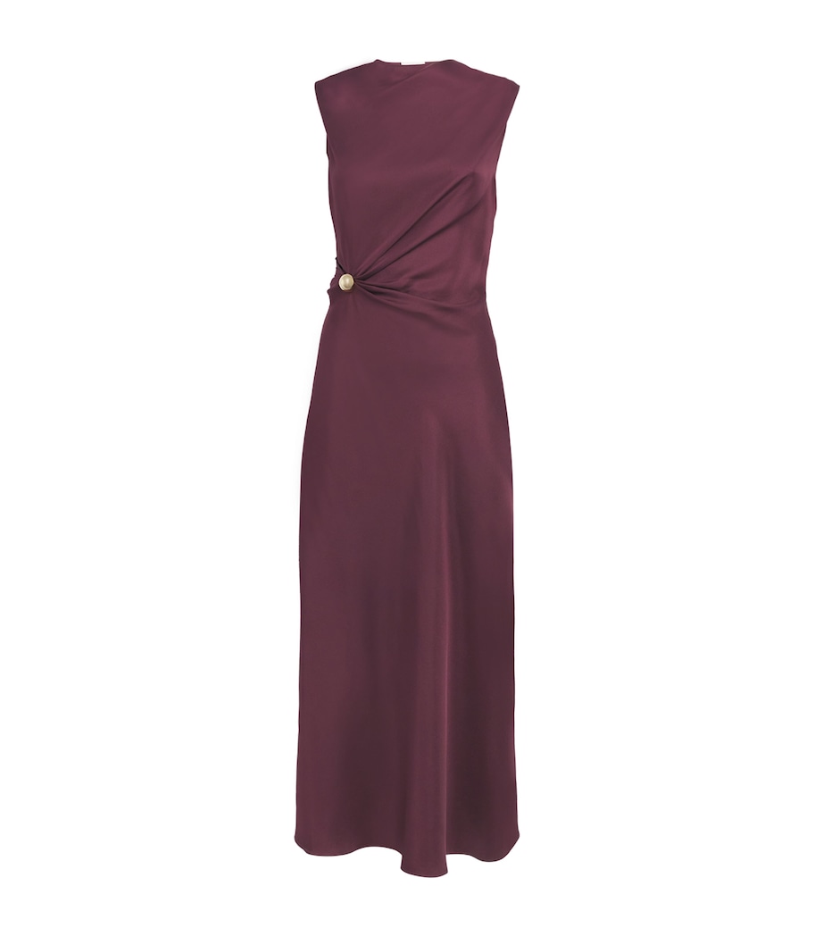Loulou de Saison Burgundy Silk Draped Roan Midi Dress | Harrods SA Loulou de Saison Burgundy Silk Draped Roan Midi Dress | Harrods SA