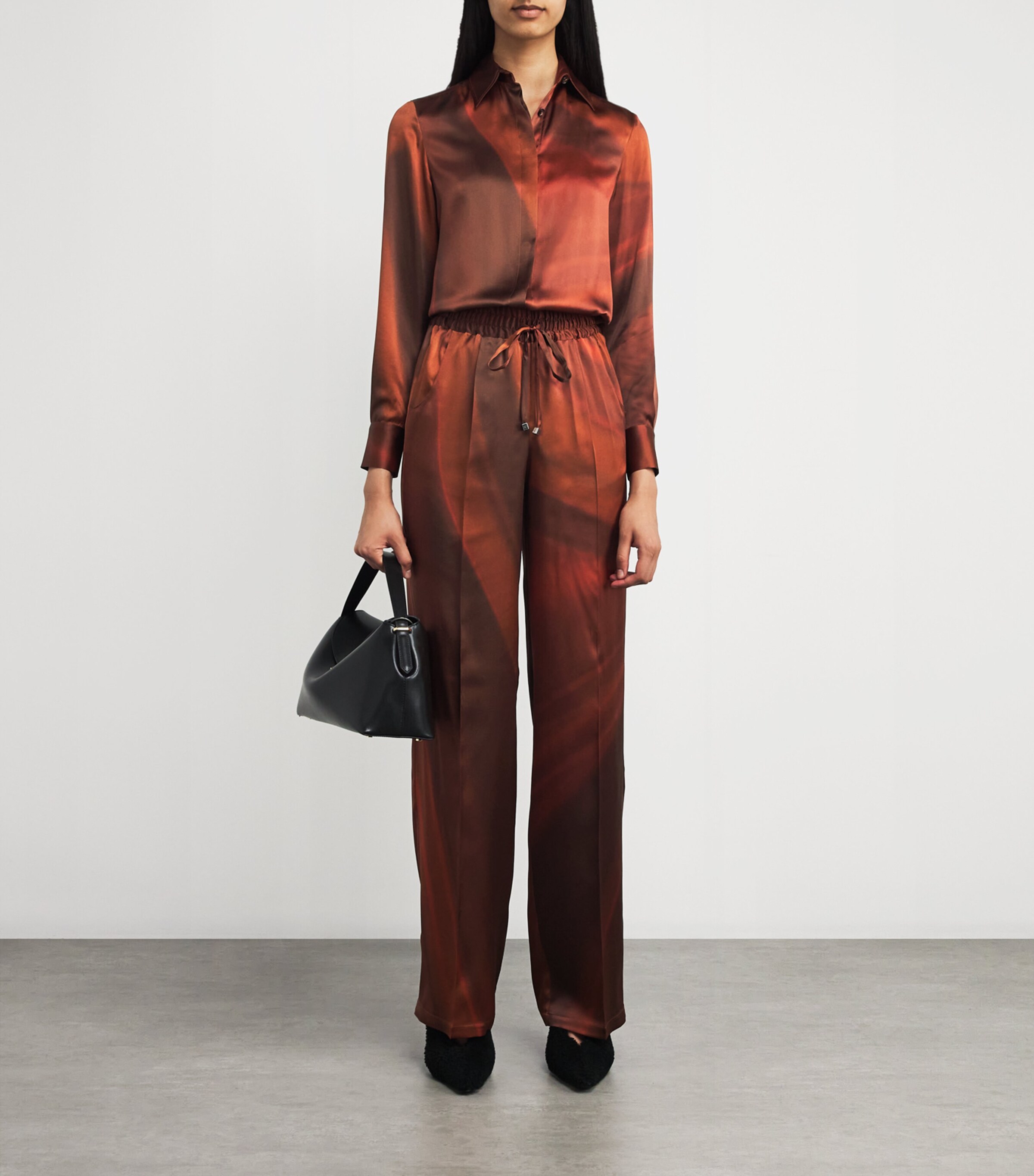 Kiton Womens Silk Shirt Brown/rust Image 2
