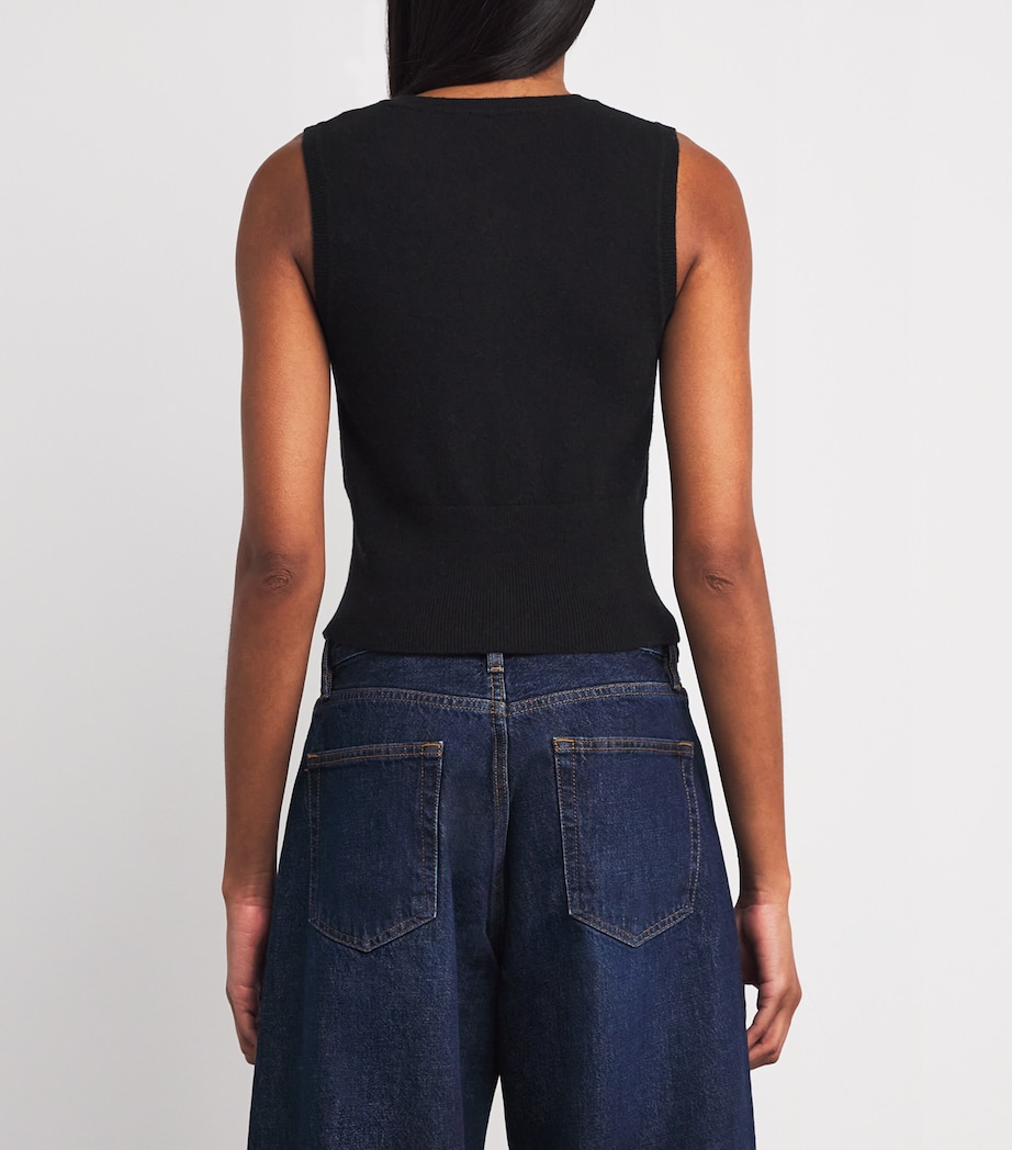 Wool Sleeveless Cardigan BLACK Image 3