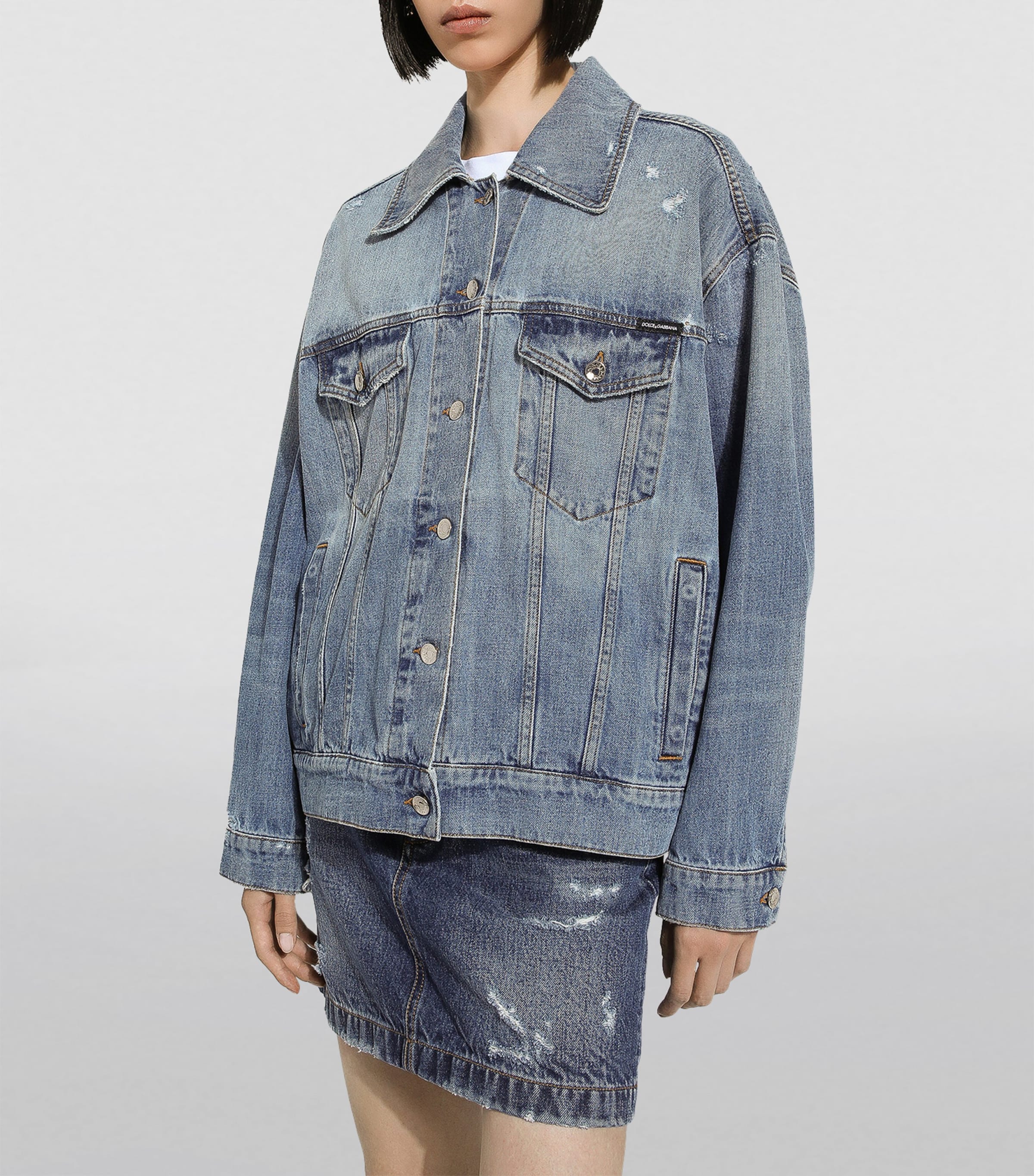 Distressed Denim Jacket S9001-COMBINED COLOU Image 3