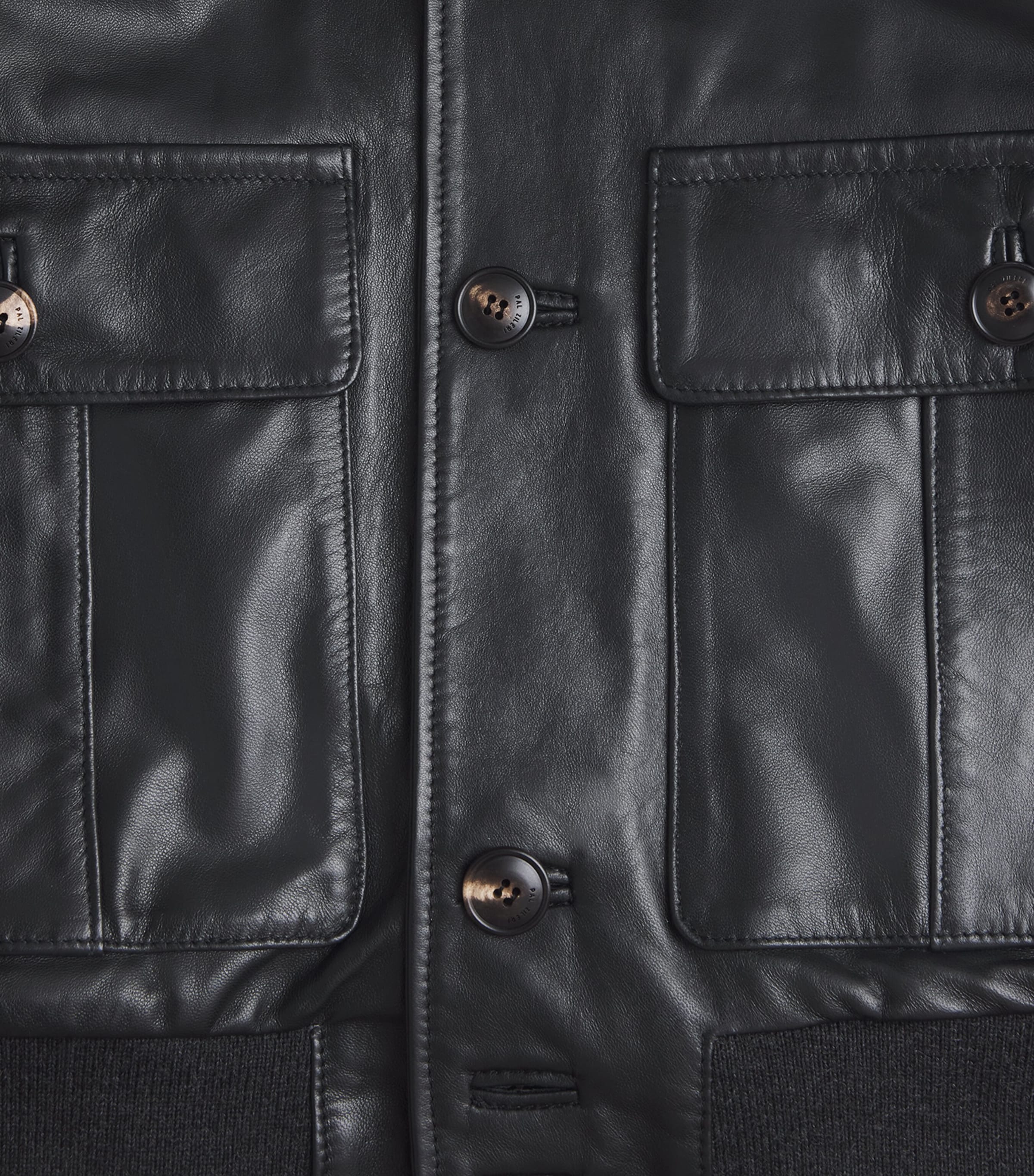 Pal Zileri Mens Lambskin Button-Up Bomber Jacket Black Image 6