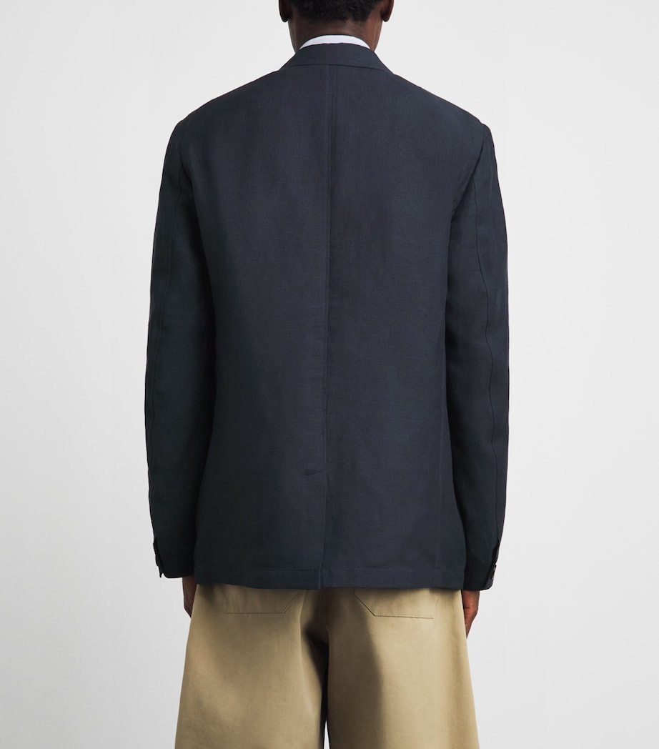 Oliver Spencer Mens Linen-Wool-Cotton Finsbury Blazer Navy Image 5