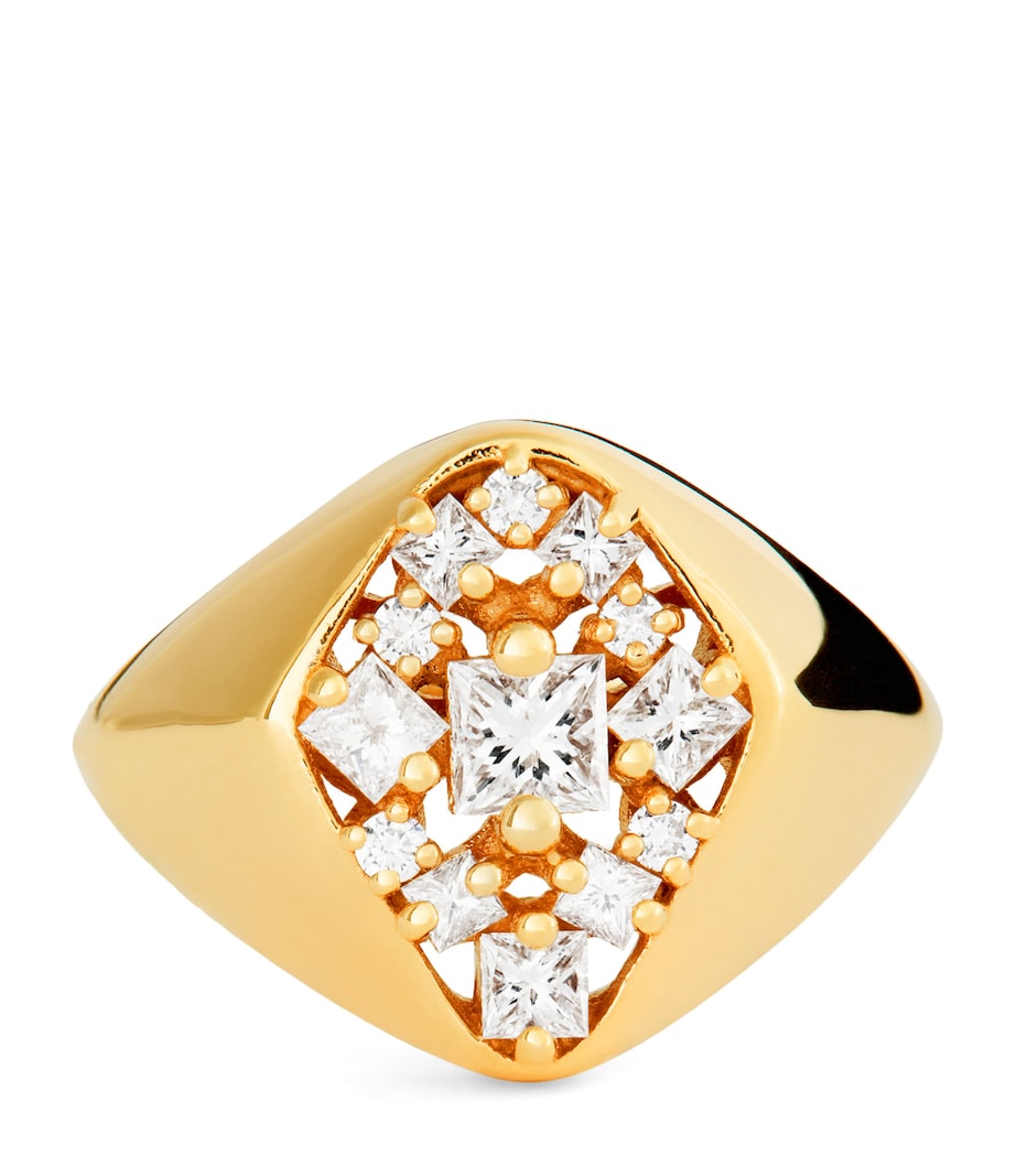 Rose Gold and Diamond La Fantasie Signet Ring (Size 4) 18K RG/WD Image 1