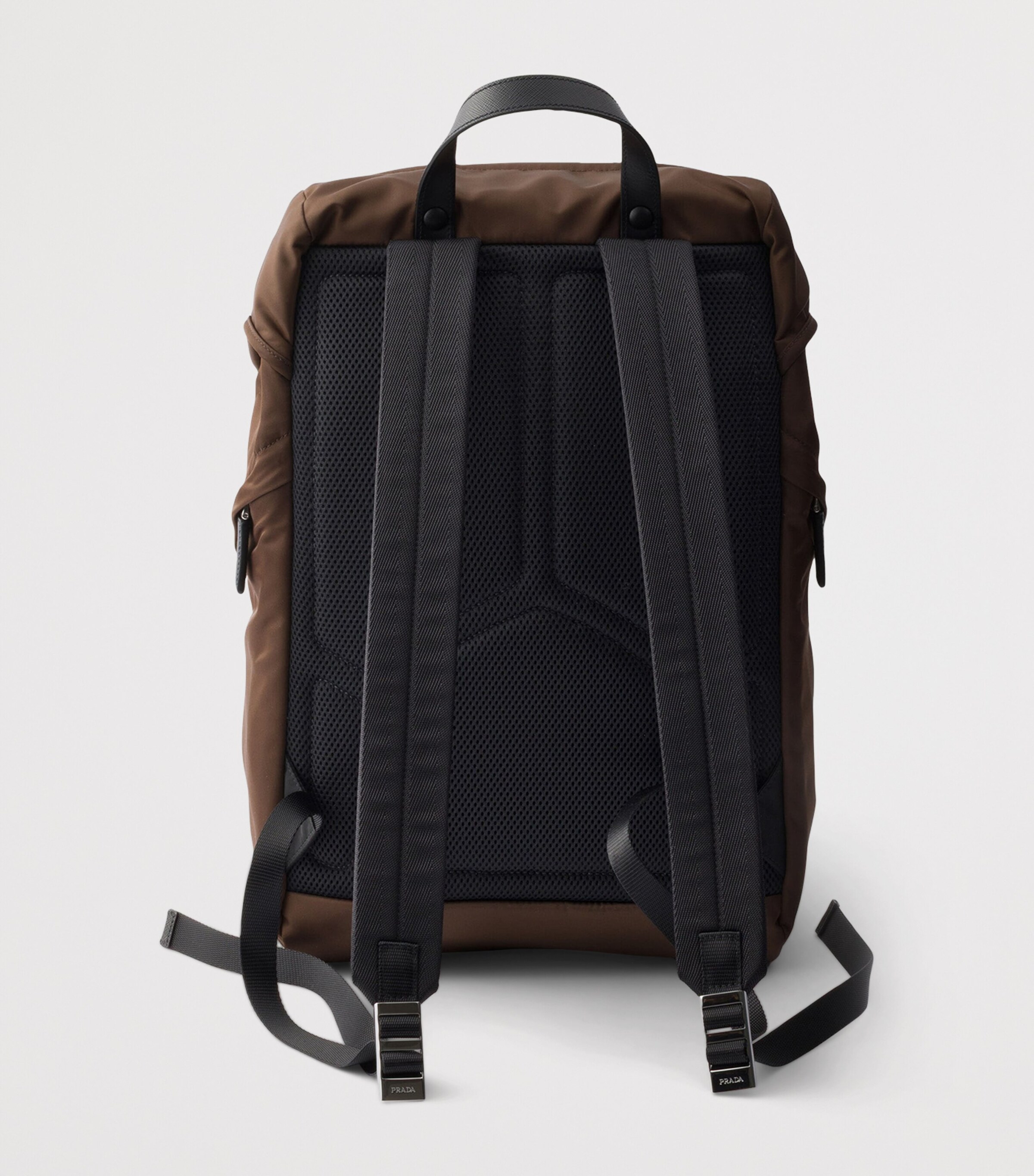 Prada Re-Nylon and Saffiano Leather Backpack Brown Image 3