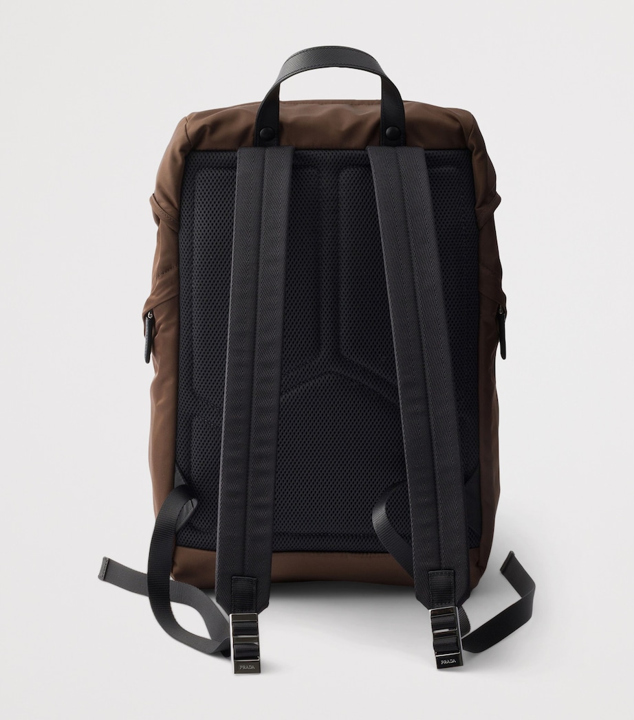 Prada Re-Nylon and Saffiano Leather Backpack Brown Image 3