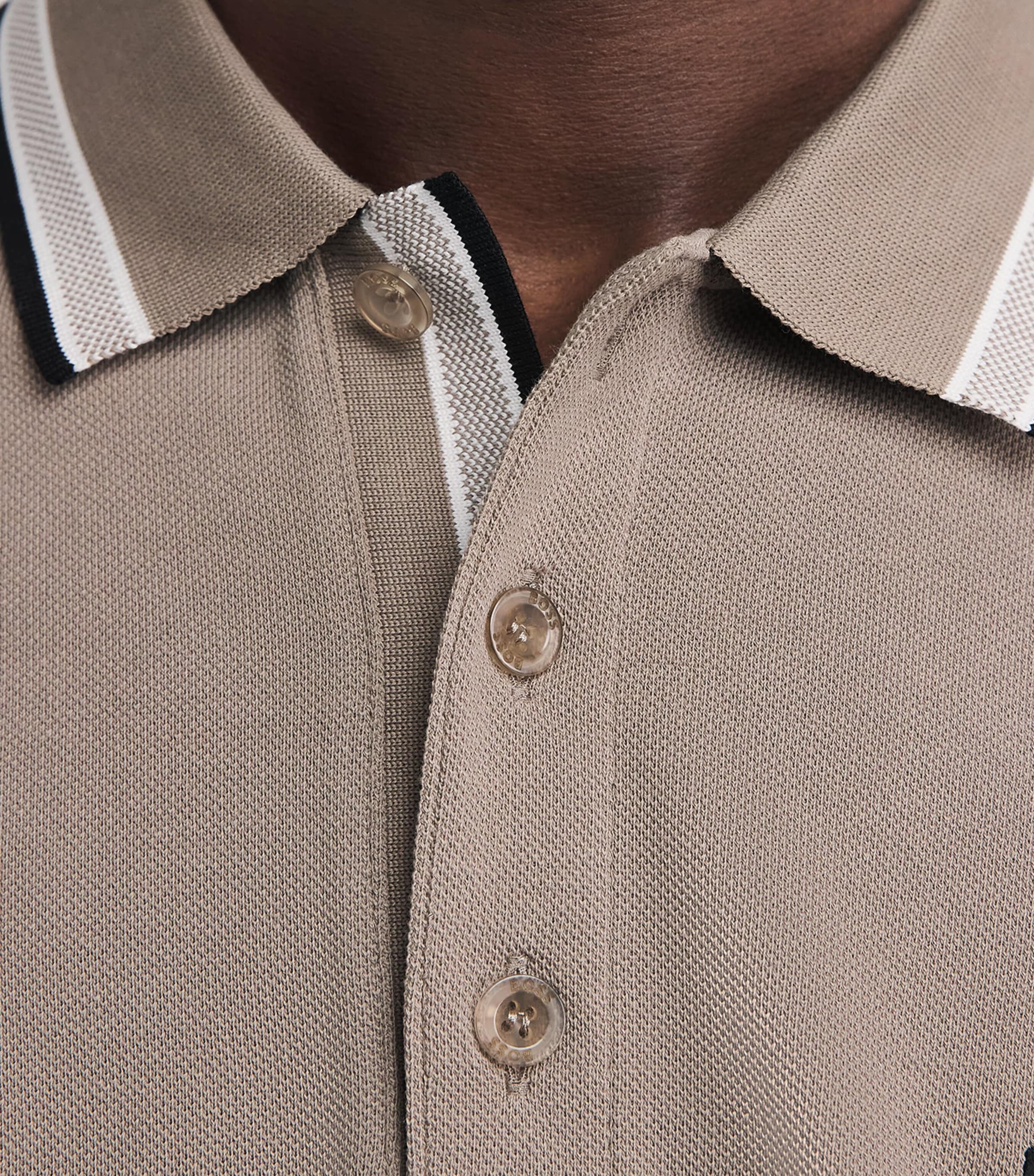BOSS Mens Cotton Paddy Polo Shirt Pastel Green Image 3