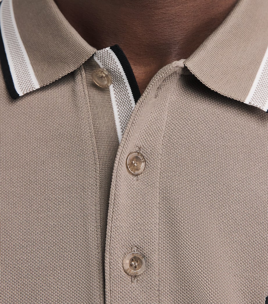 BOSS Mens Cotton Paddy Polo Shirt Pastel Green Image 3