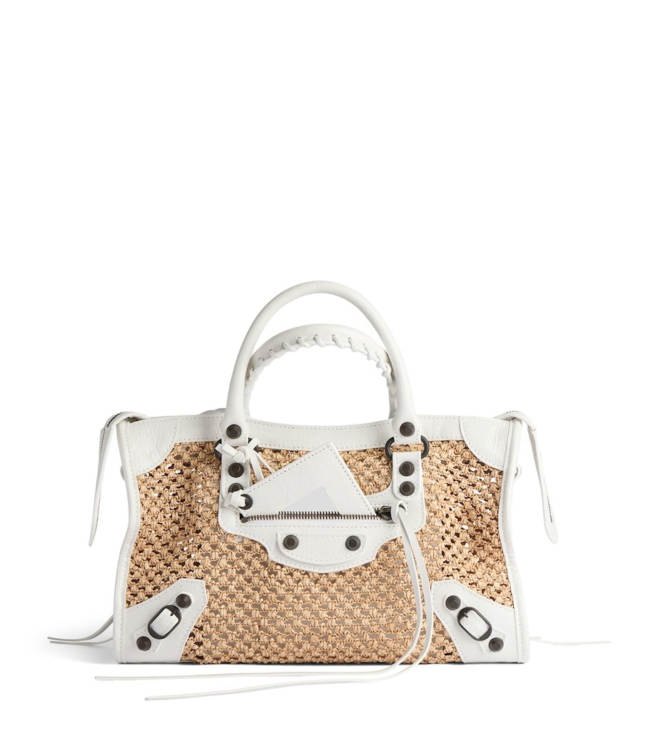 Balenciaga Small Raffia-Lambskin Le City Top-Handle Bag Image 1