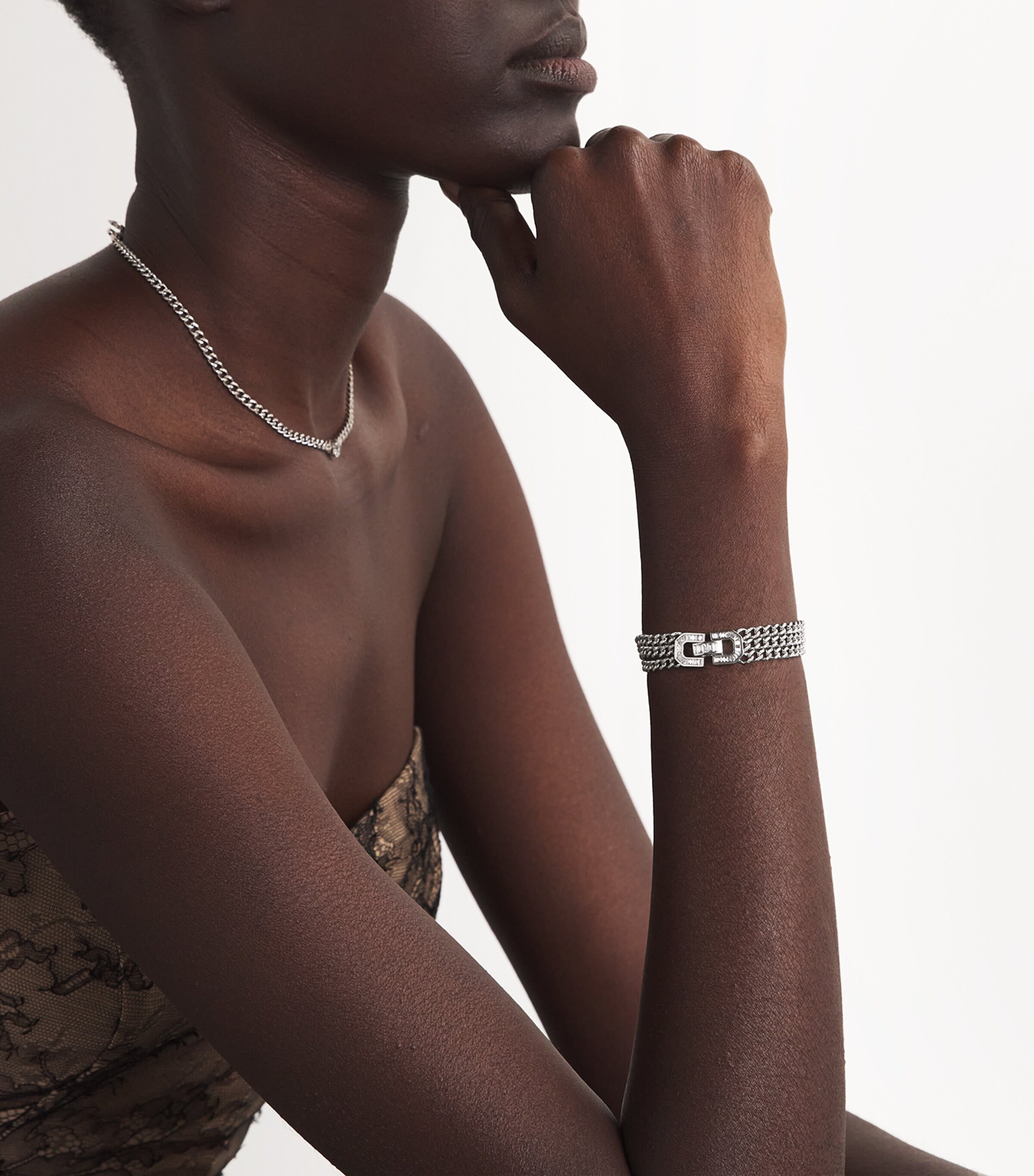 White Gold and Diamond Link Deco Bracelet WHITE GOLD Image 5