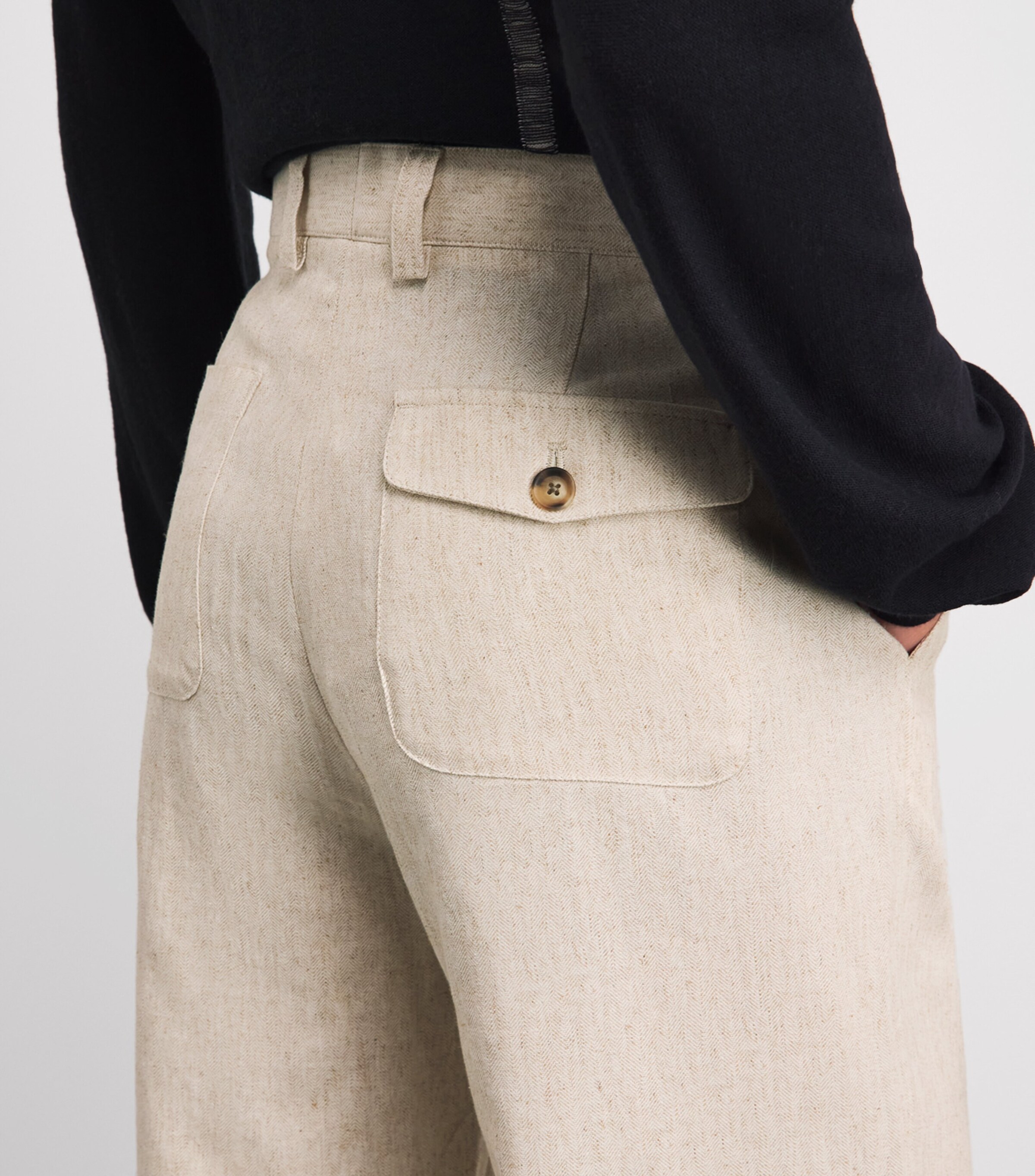 Oliver Spencer Mens Linen-Cotton Morton Pleated Trousers Cream Image 3