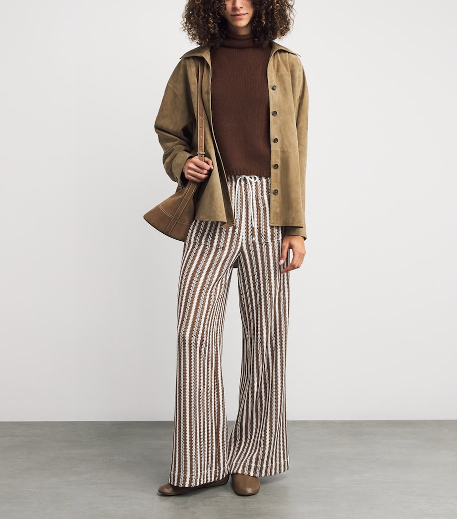 Zosia Straight Trousers W0372 WHITE/BROWN Image 2