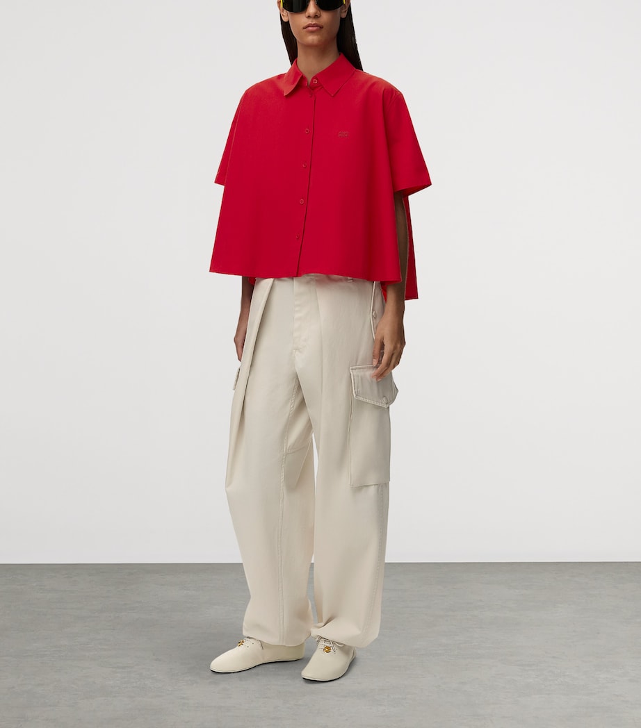 LOEWE Womens Cotton-Blend Trapeze Shirt Red Image 2