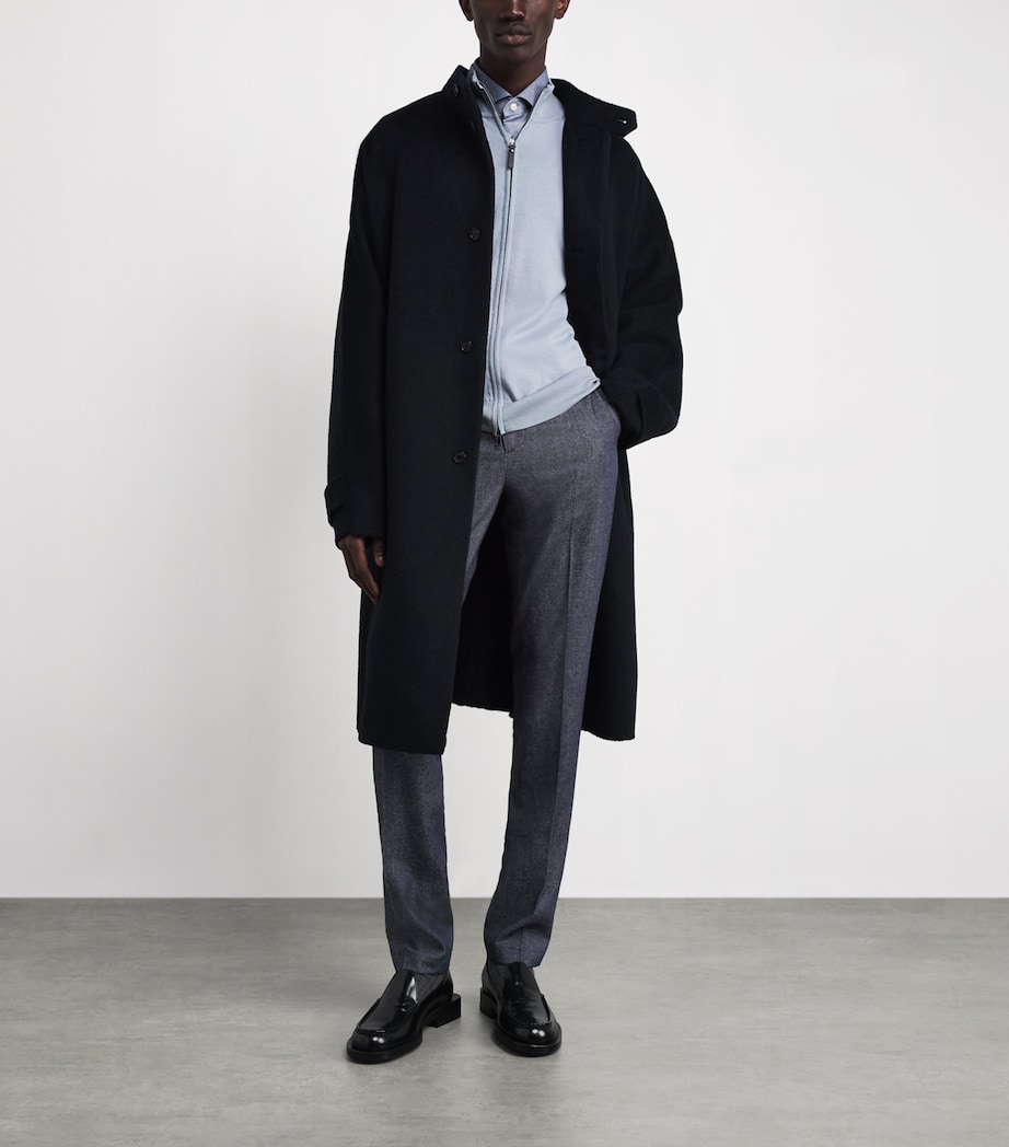 Cotton-Blend Flat Front Trousers 01 BLUE NAVY Image 2