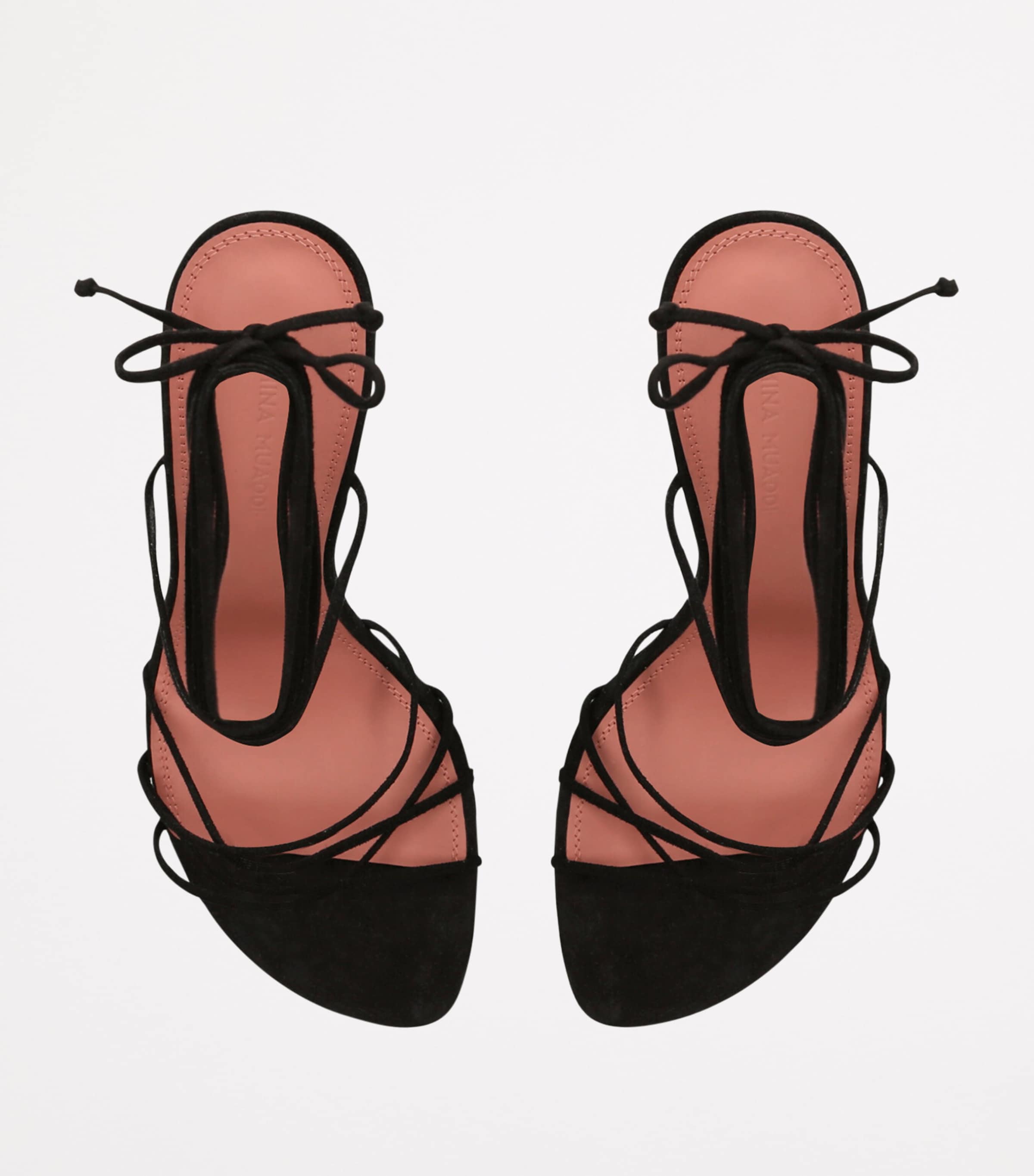Amina Muaddi Lace-Up Lori Sandals 95 Black Image 4