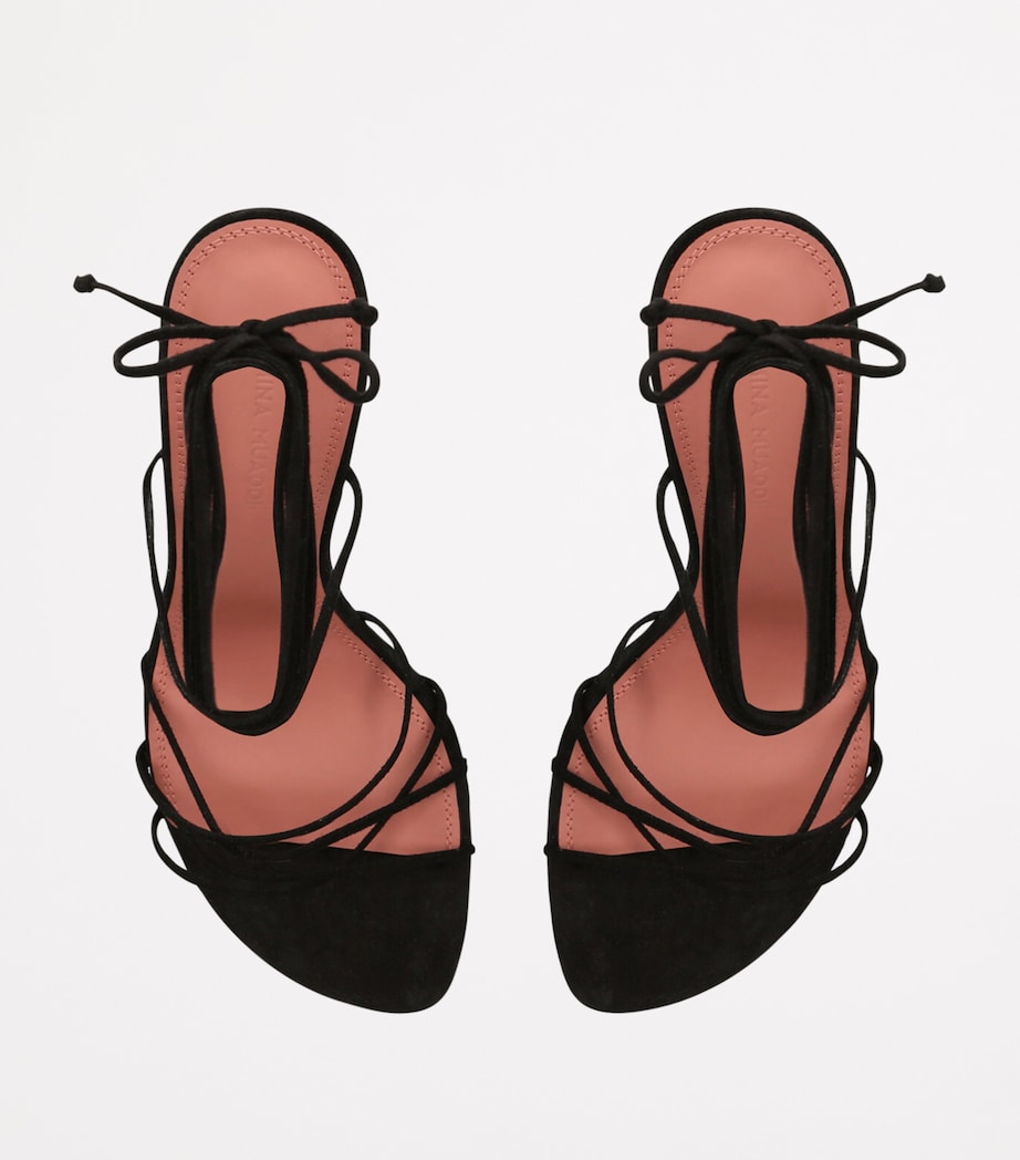 Amina Muaddi Lace-Up Lori Sandals 95 Black Image 4