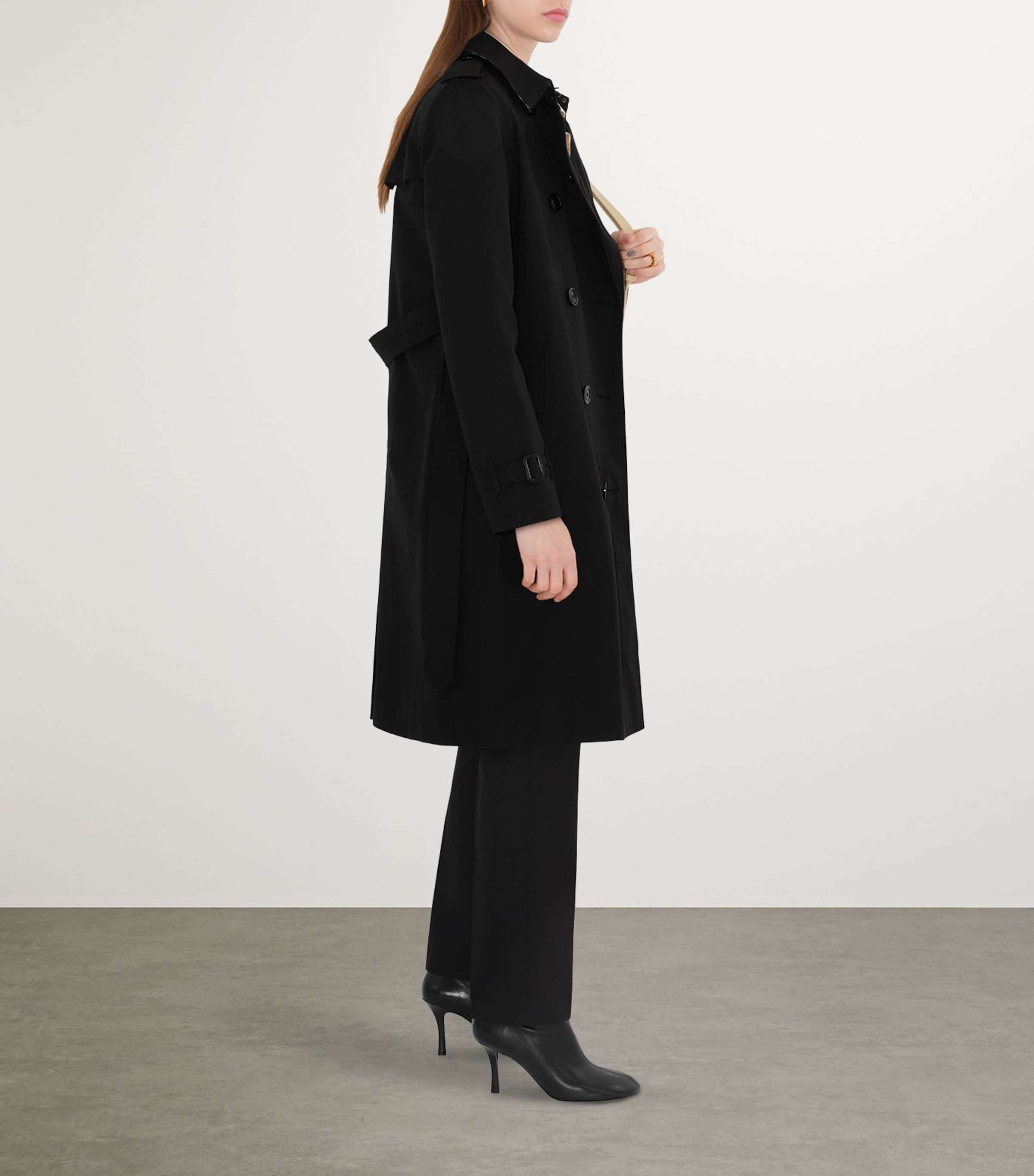 Gabardine Kensington Long Trench Coat BLACK Image 3
