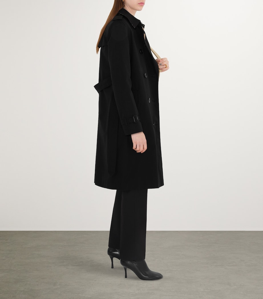 Gabardine Kensington Long Trench Coat BLACK Image 3