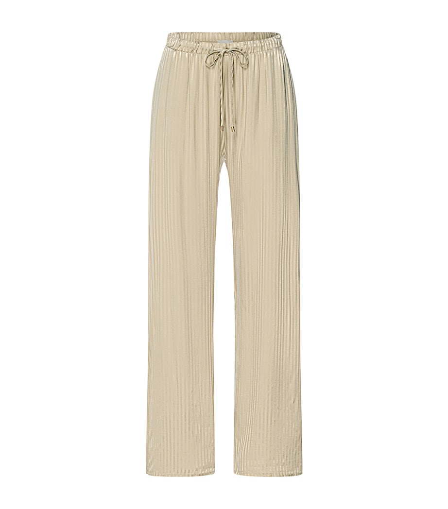 Hanro Womens Stripe Pyjama Bottoms Olive Stem Image 1