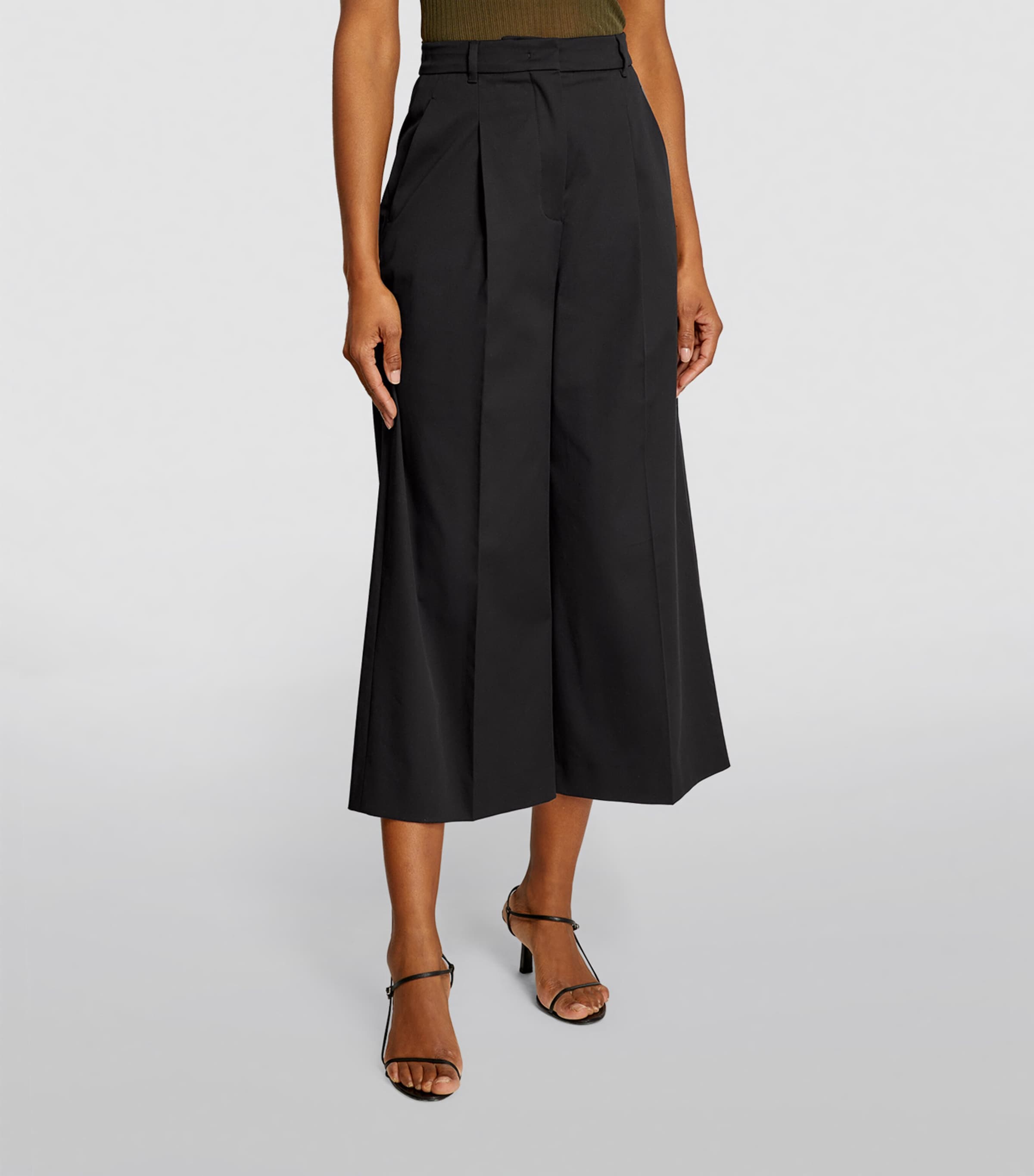 Max Mara Womens Cropped Wide-Leg Trousers Black Image 3